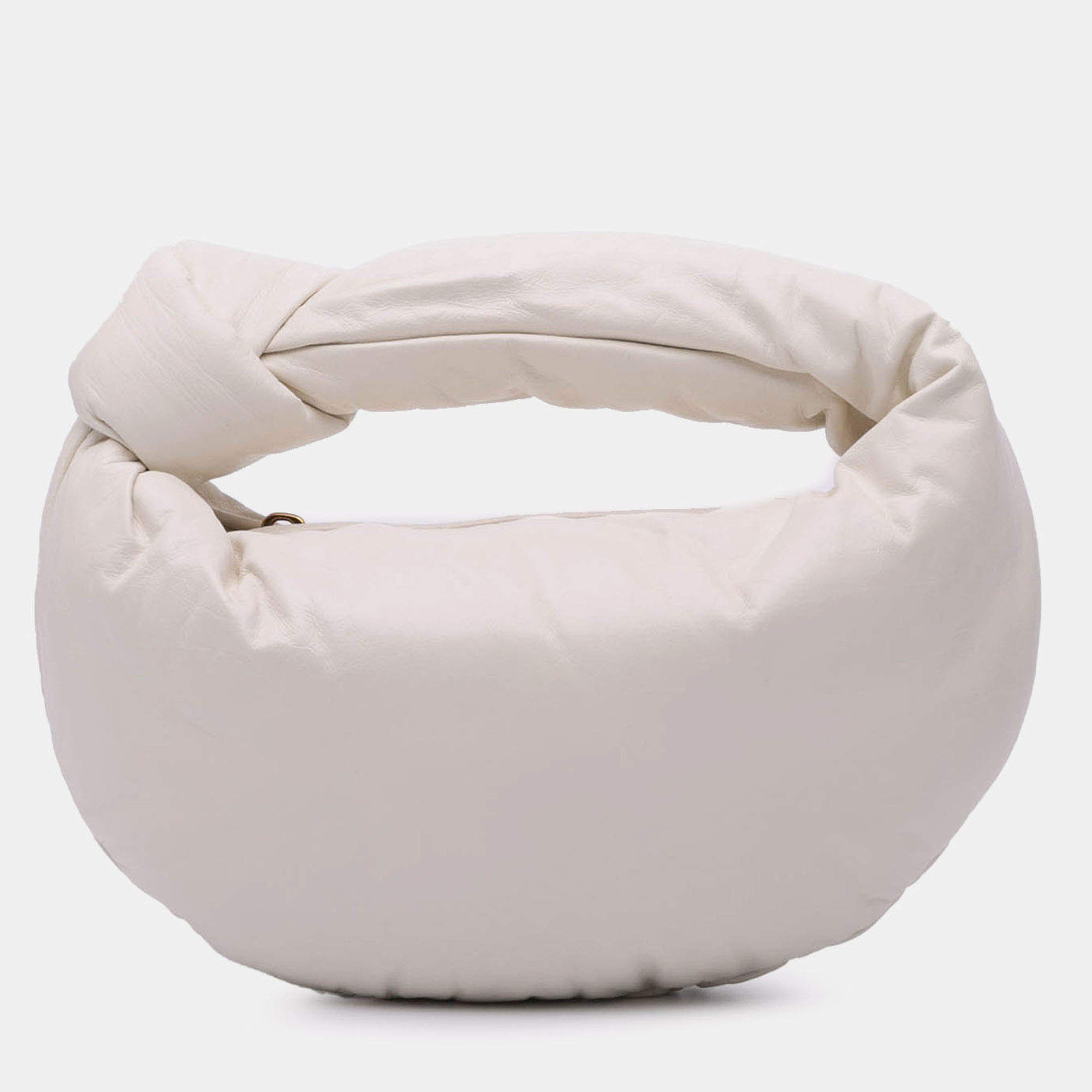 Pre Owned Bottega Veneta White Mini Nappa Puffy Jodie