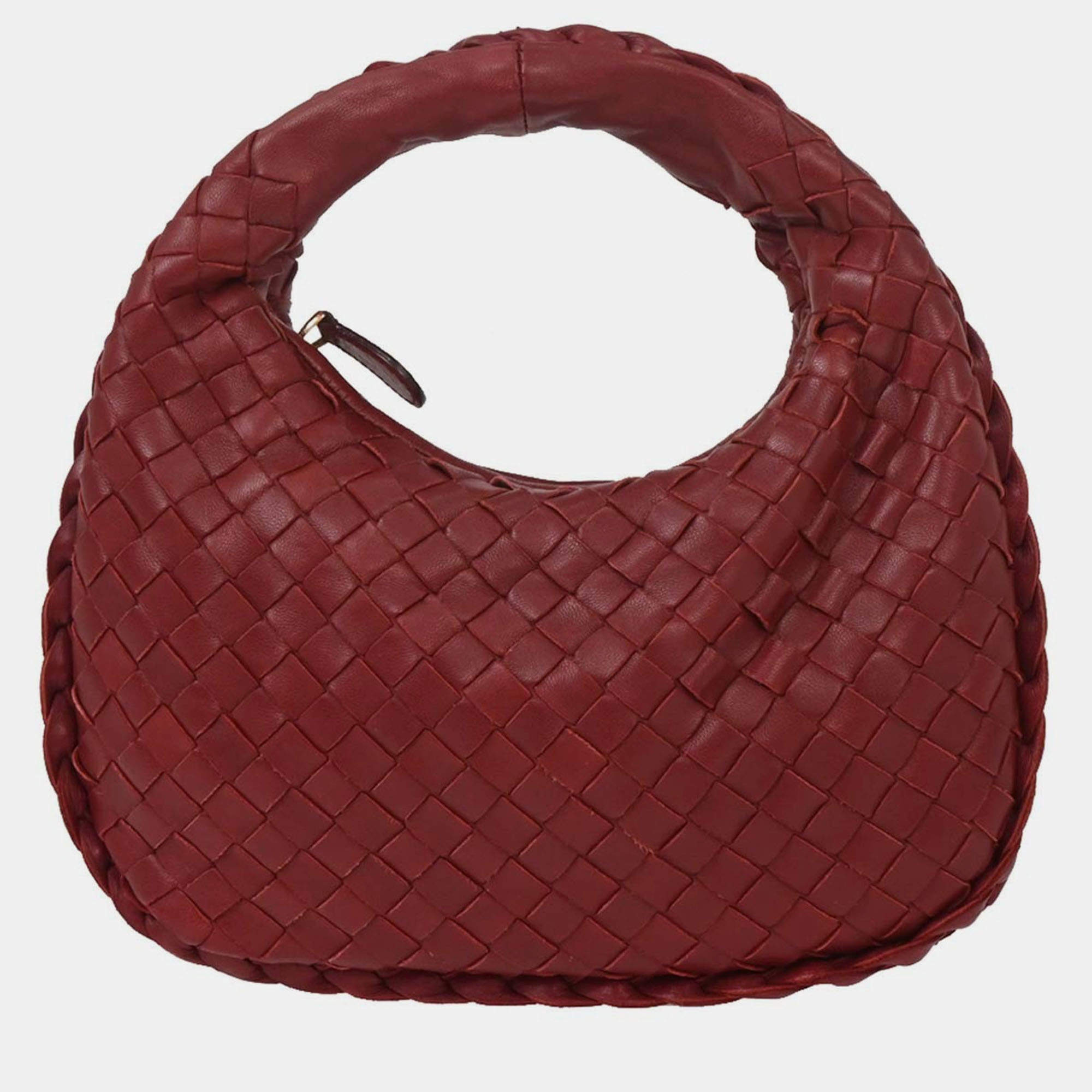 Pre Owned Bottega Veneta Bordeaux Intrecciato Hobo Handbag