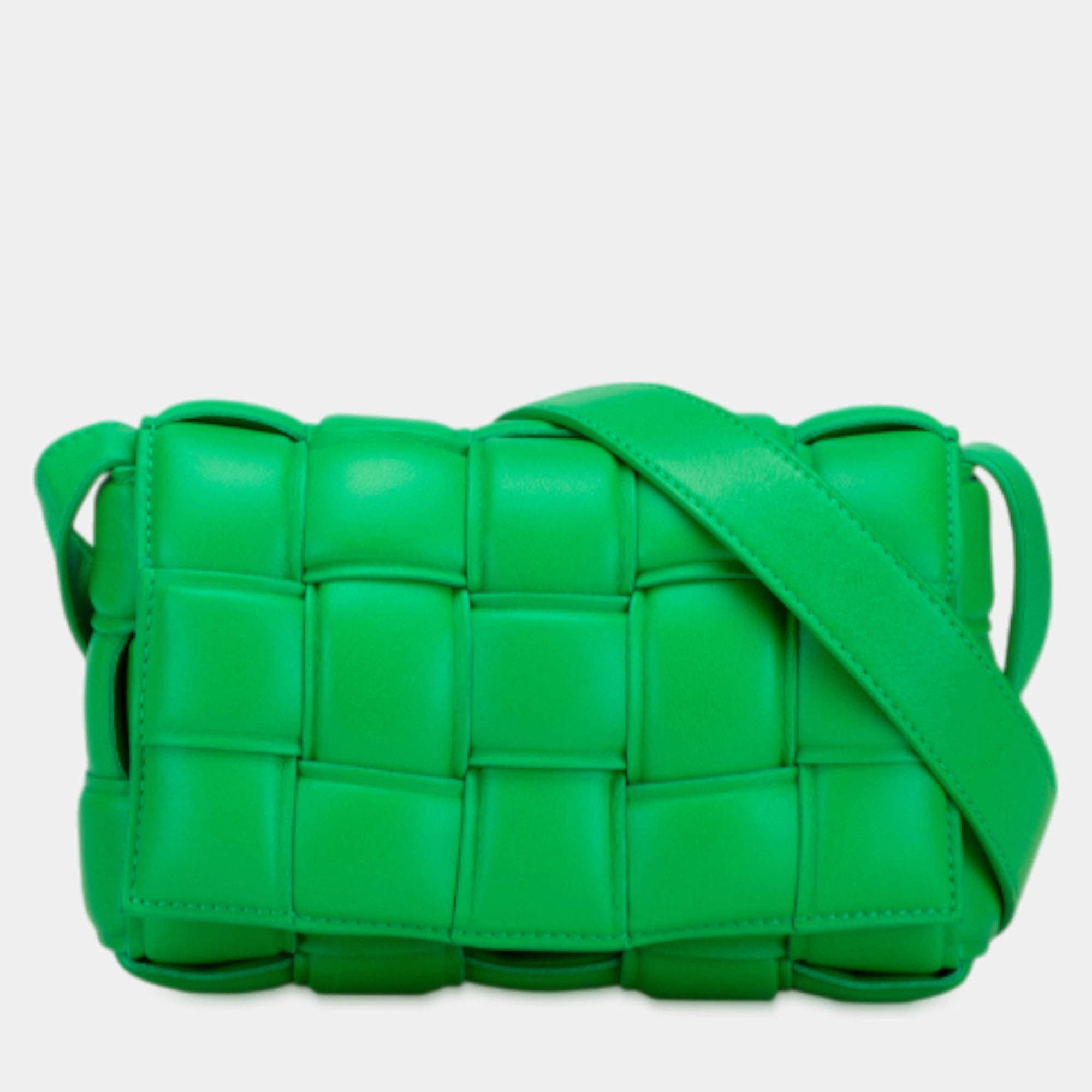 Pre Owned Bottega Veneta Green Small Nappa Intrecciato Padded Cassette Crossbody