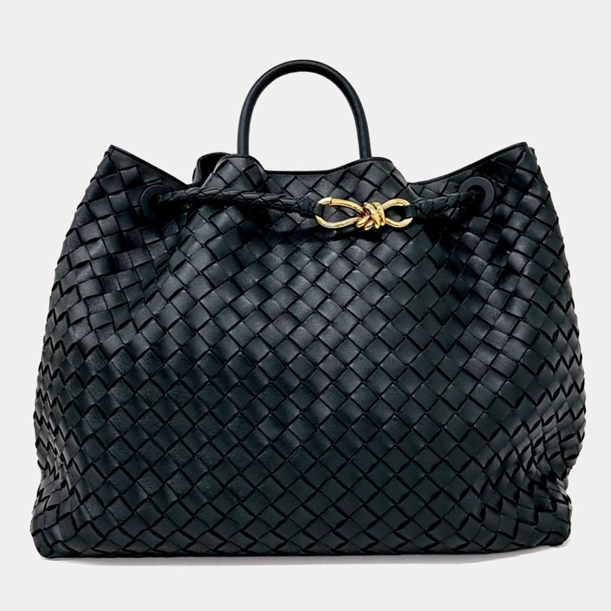 Pre Owned Bottega Veneta Green Leather Andiamo Large