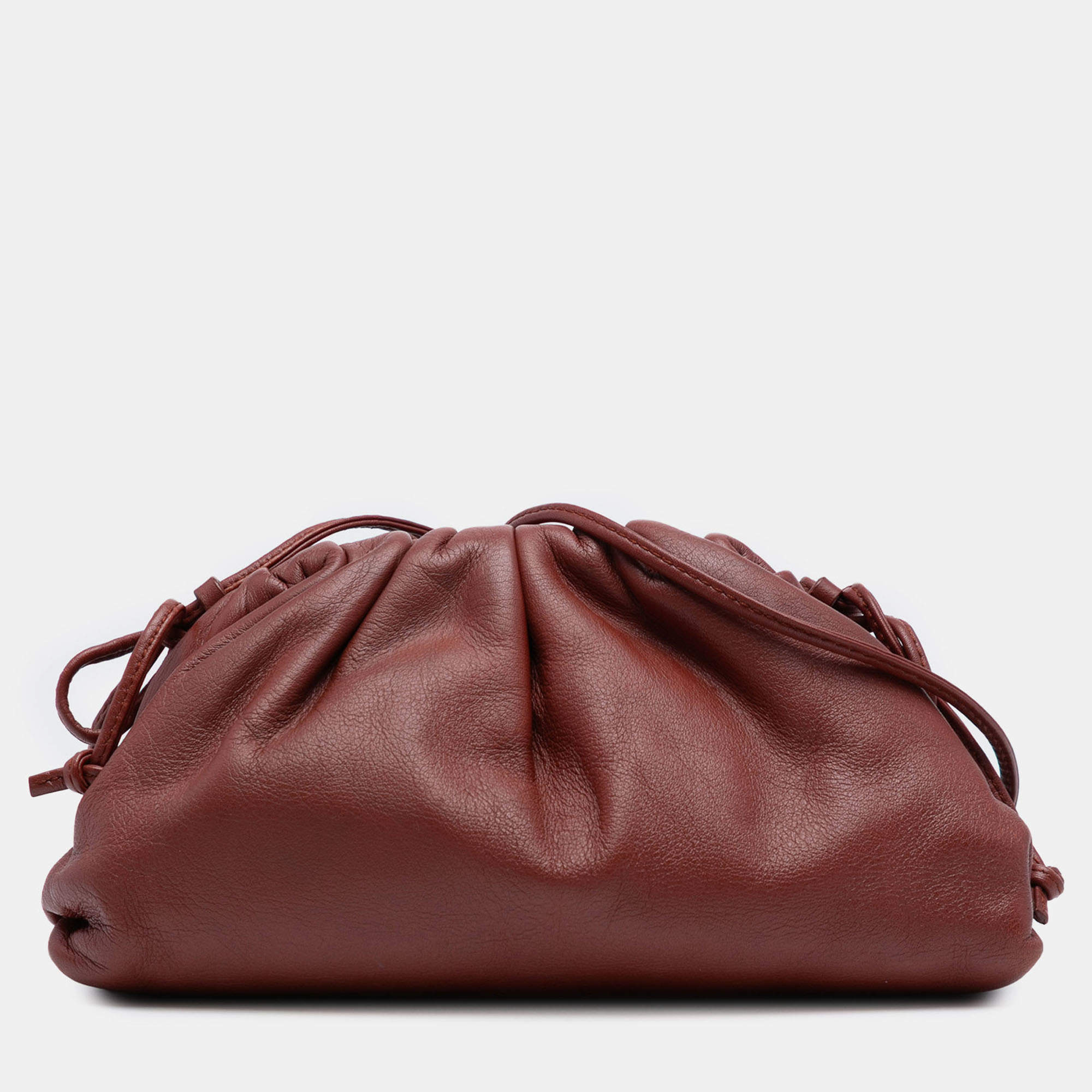 Pre Owned Bottega Veneta Red Lambskin The Mini Pouch Crossbody
