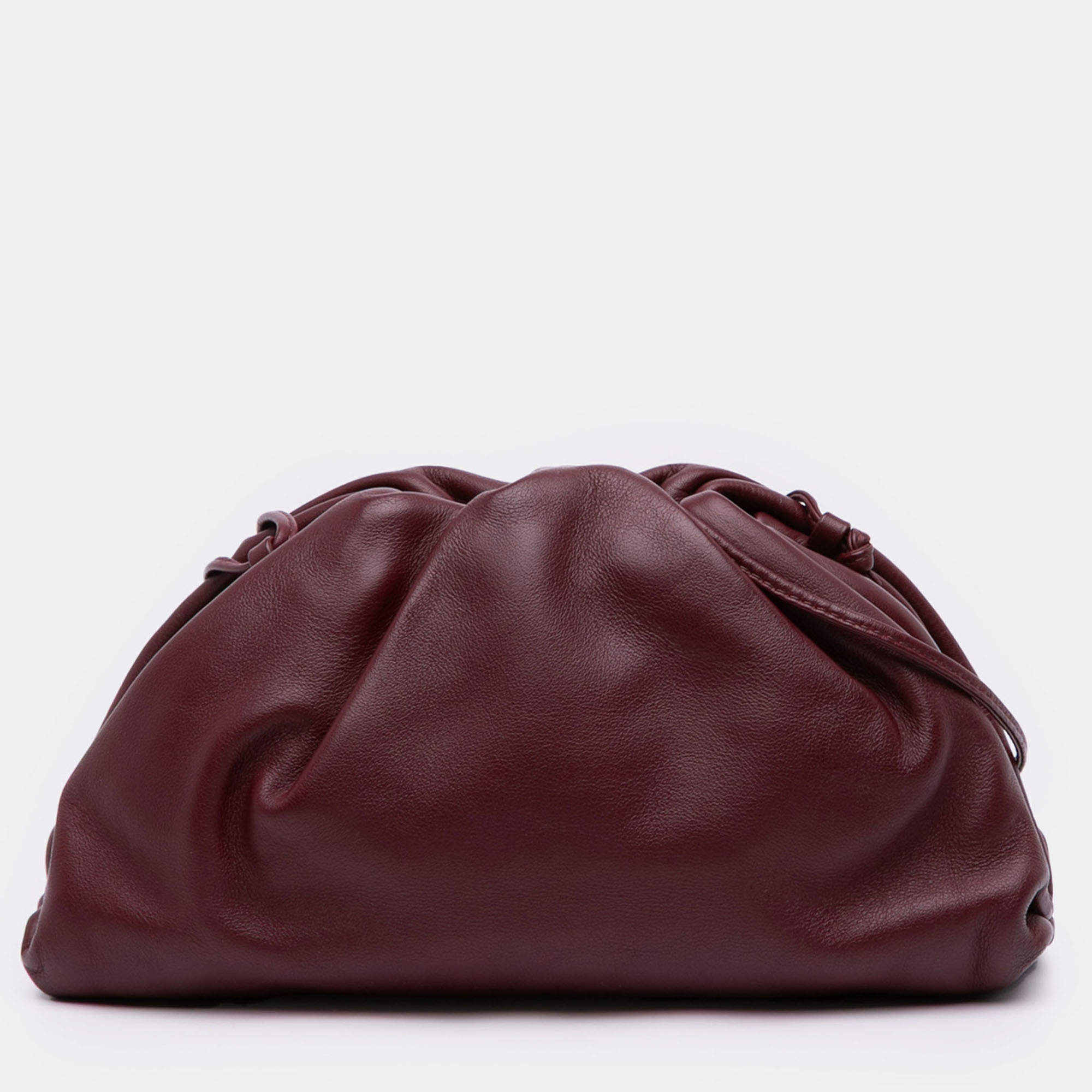 Pre Owned Bottega Veneta Burgundy Lambskin The Mini Pouch Crossbody