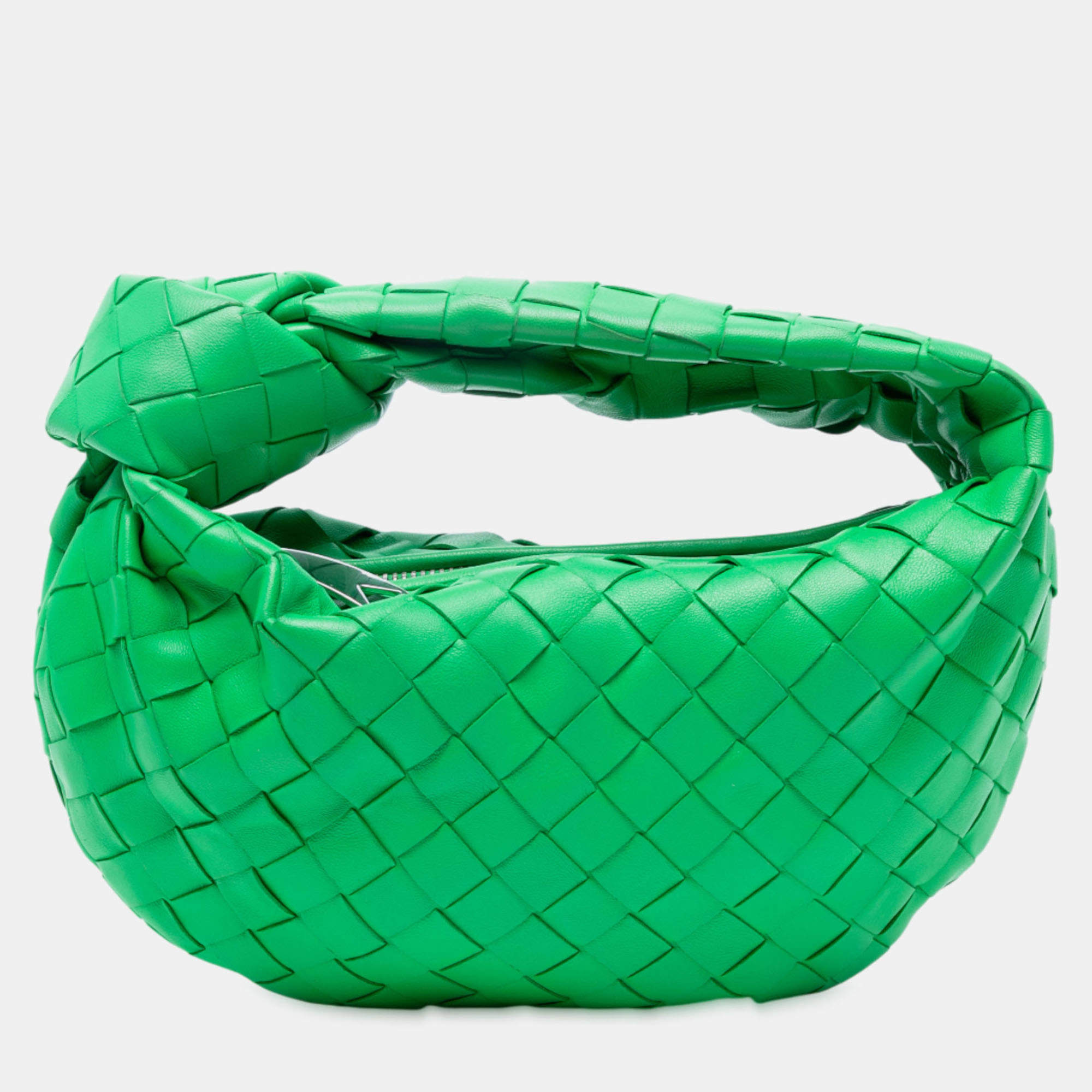 Pre Owned Bottega Veneta Green Mini Nappa Intrecciato Jodie