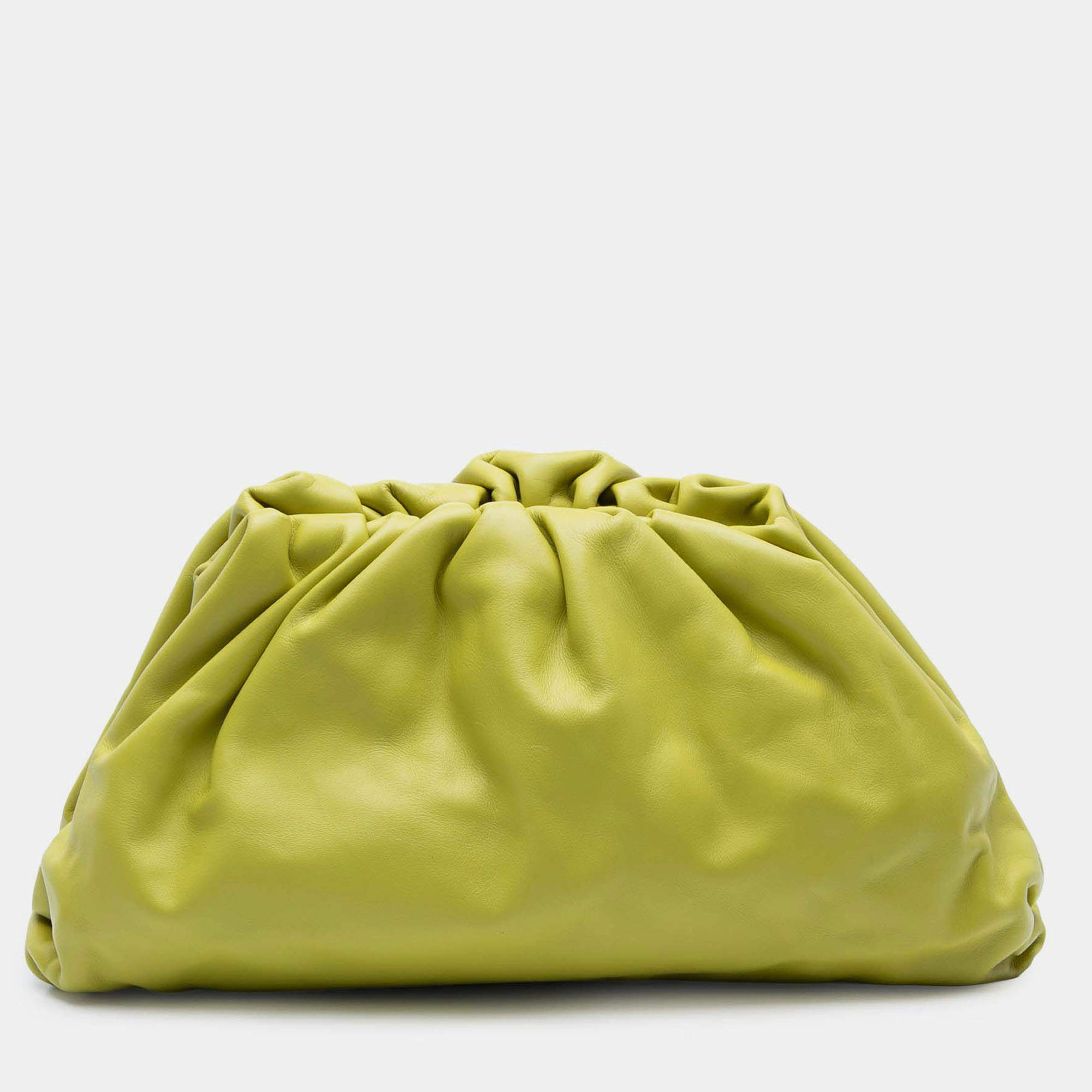 Pre Owned Bottega Veneta Yellow Lambskin The Pouch