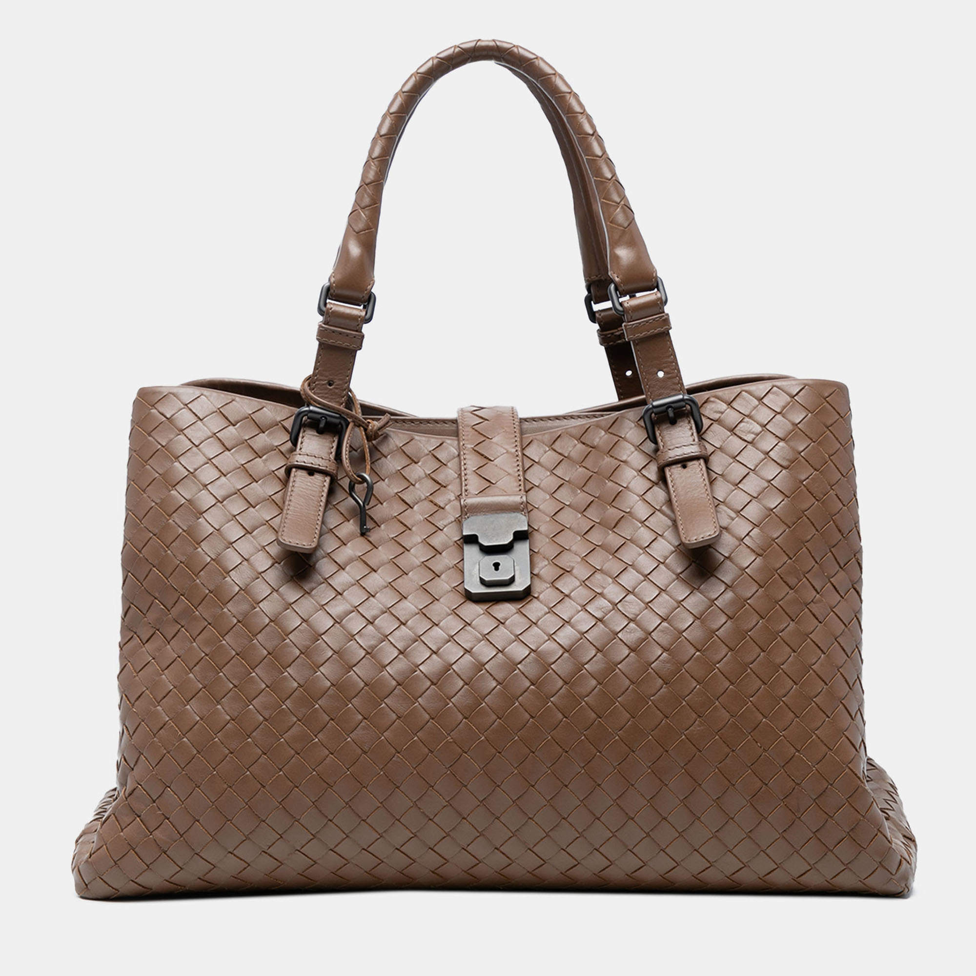 Pre Owned Bottega Veneta Brown Medium Nappa Intrecciato Roma Tote