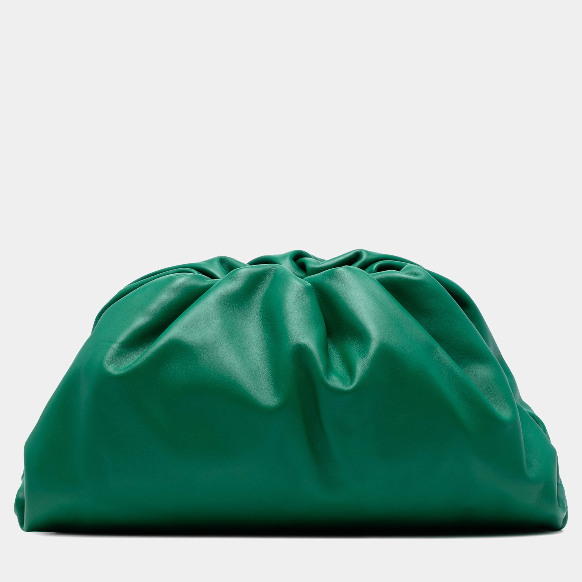 Pre Owned Bottega Veneta Green Lambskin The Pouch