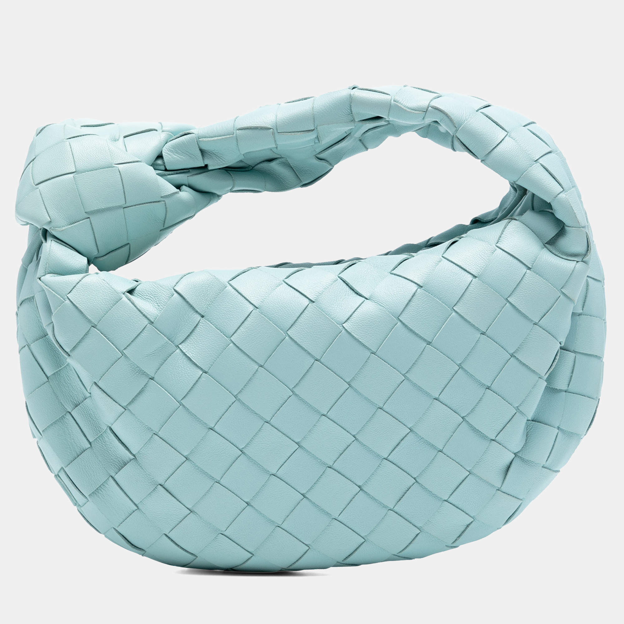 Pre Owned Bottega Veneta Blue Candy Nappa Intrecciato Jodie