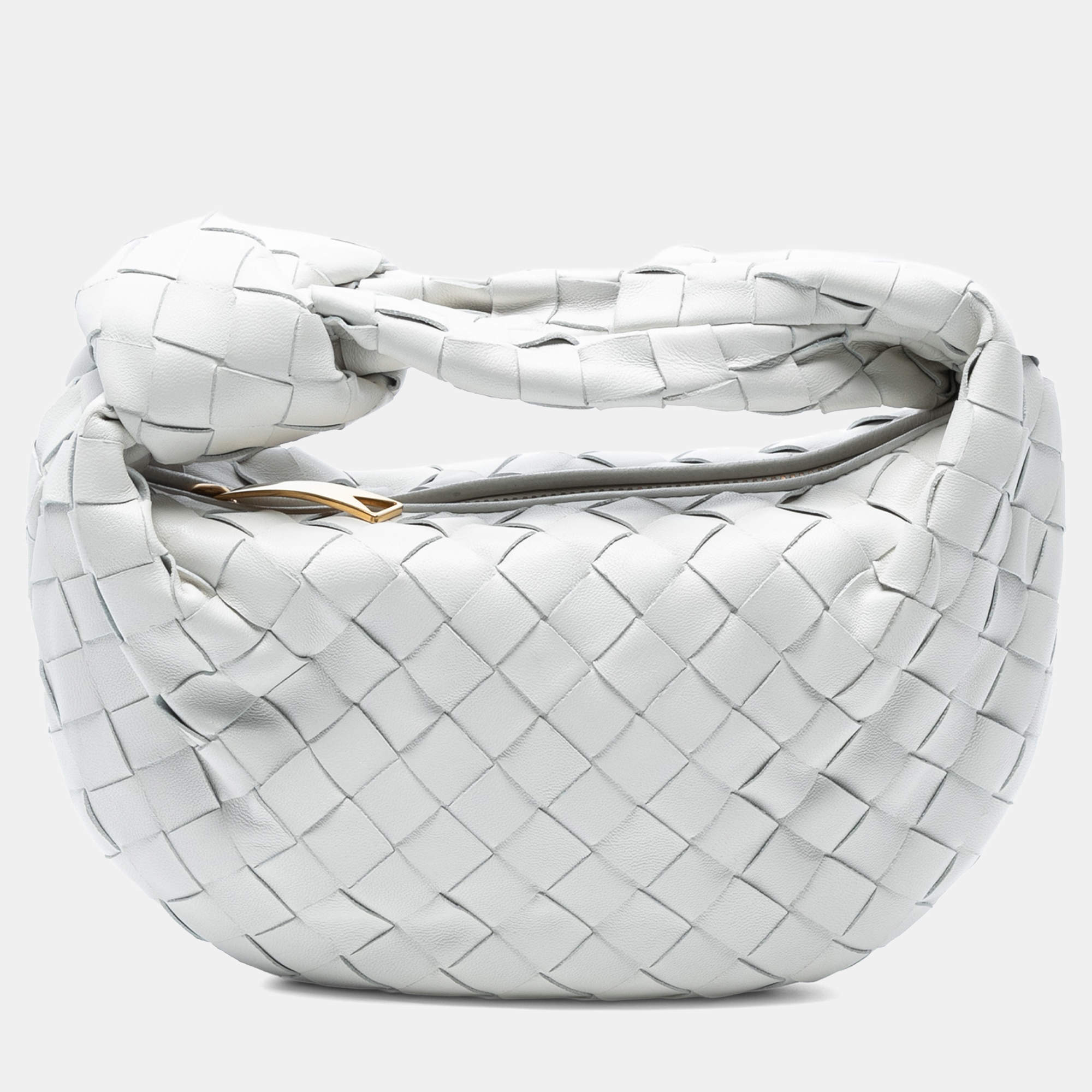 Pre Owned Bottega Veneta White Mini Nappa Intrecciato Jodie