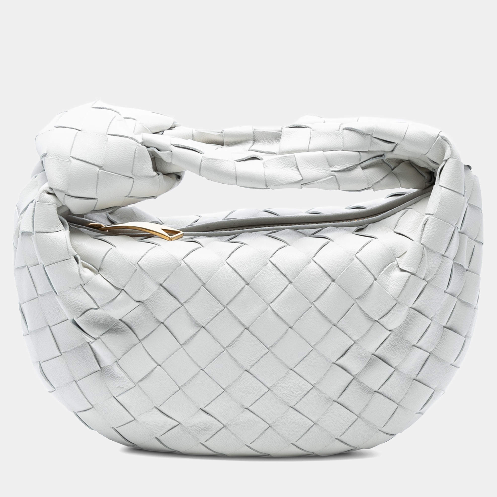 Pre Owned Bottega Veneta White Mini Nappa Intrecciato Jodie