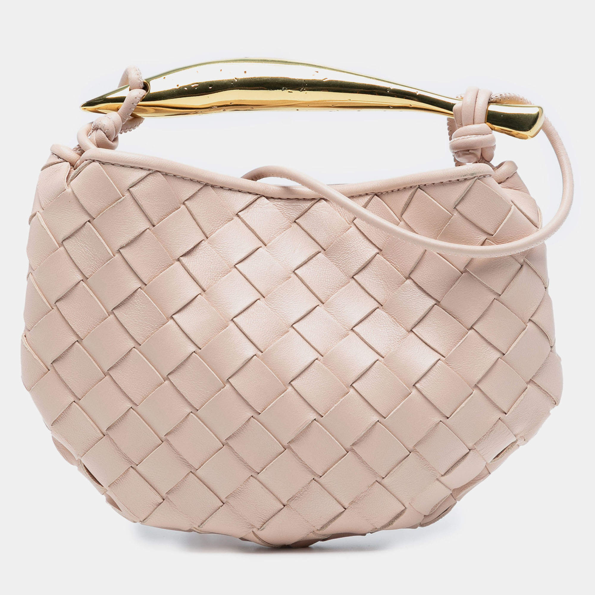 Pre Owned Bottega Veneta Pink Baby Lambskin Intrecciato Sardine
