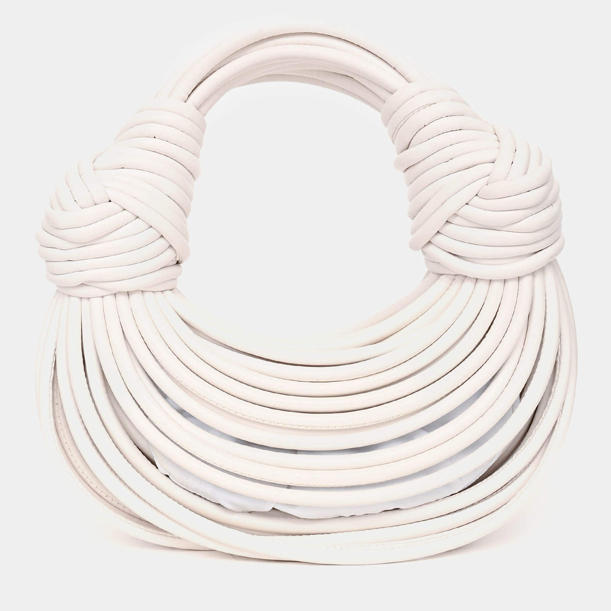 مملوكة مسبقًا Bottega Veneta White Double Knot Leather Top Handle