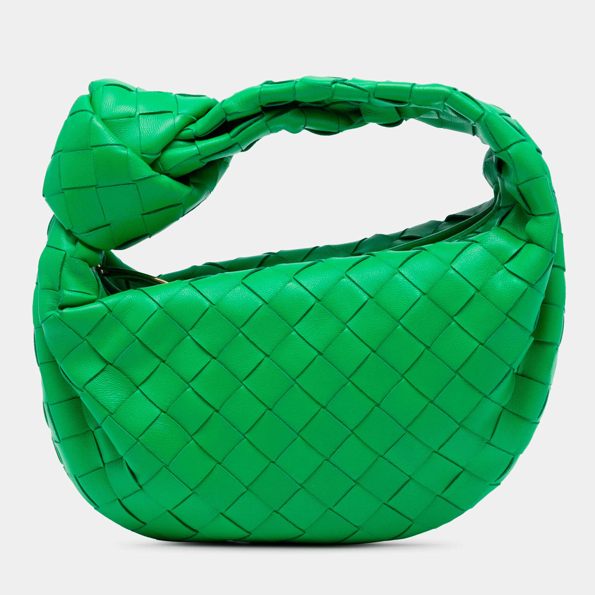 Pre Owned Bottega Veneta Green Mini Nappa Intrecciato Jodie
