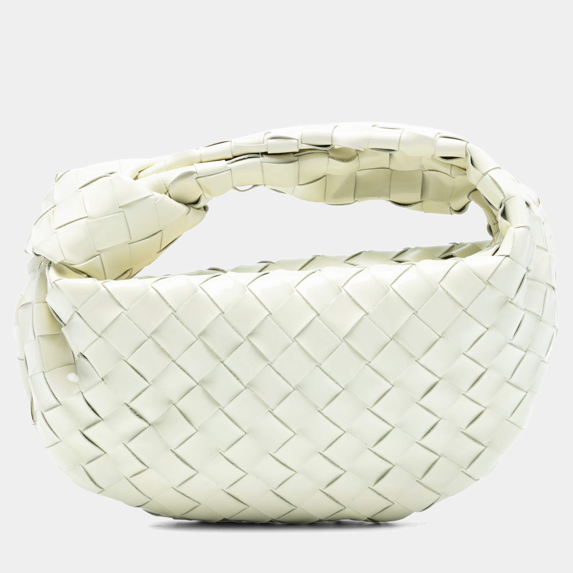 مملوكة مسبقًا حقيبة بوتيغا فينيتا جودي صغيرة بيضاء براءة اختراع نسيج انتريشياتو