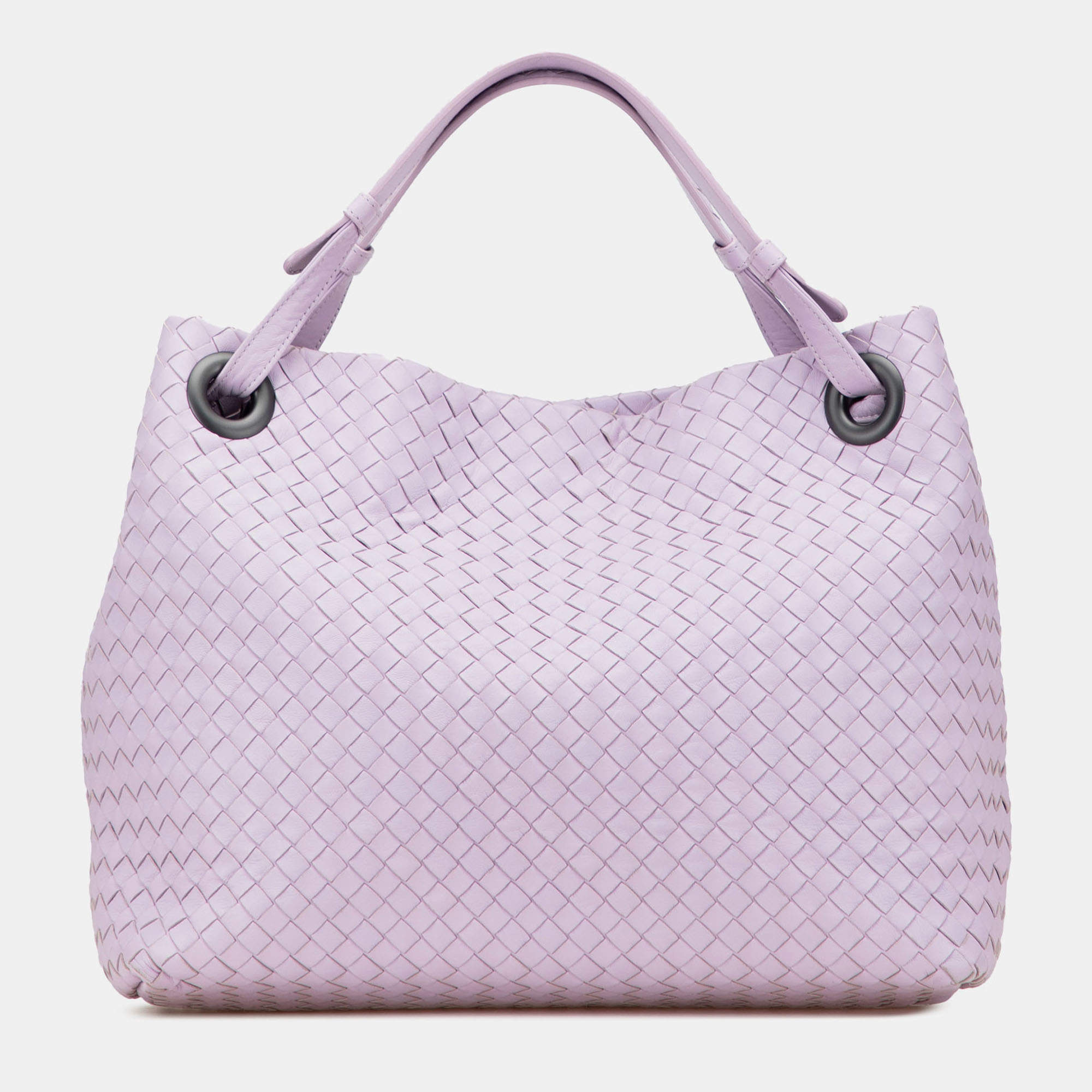Pre Owned Bottega Veneta Purple Medium Nappa Intrecciato Bella Tote