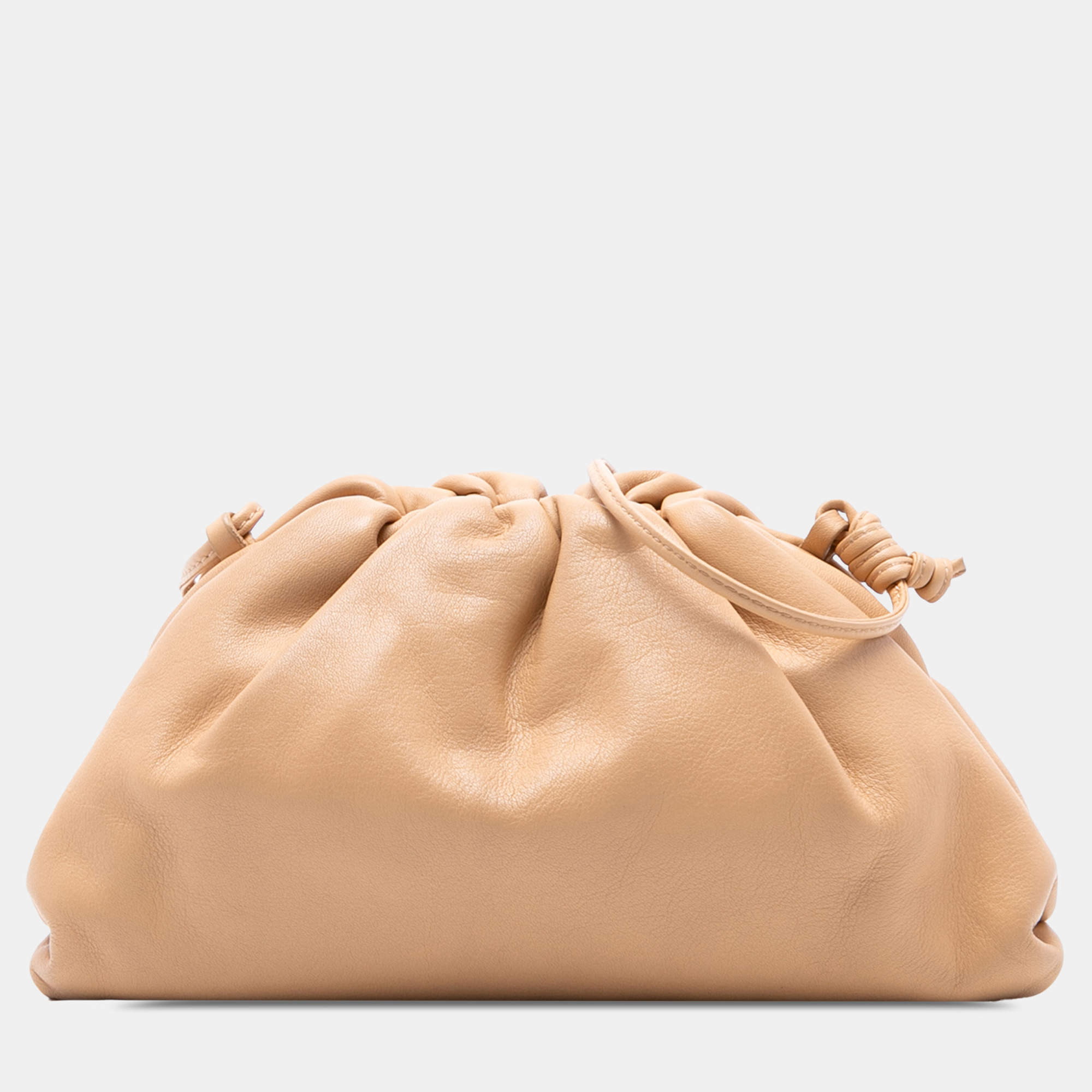 Pre Owned Bottega Veneta Brown Lambskin The Mini Pouch Crossbody