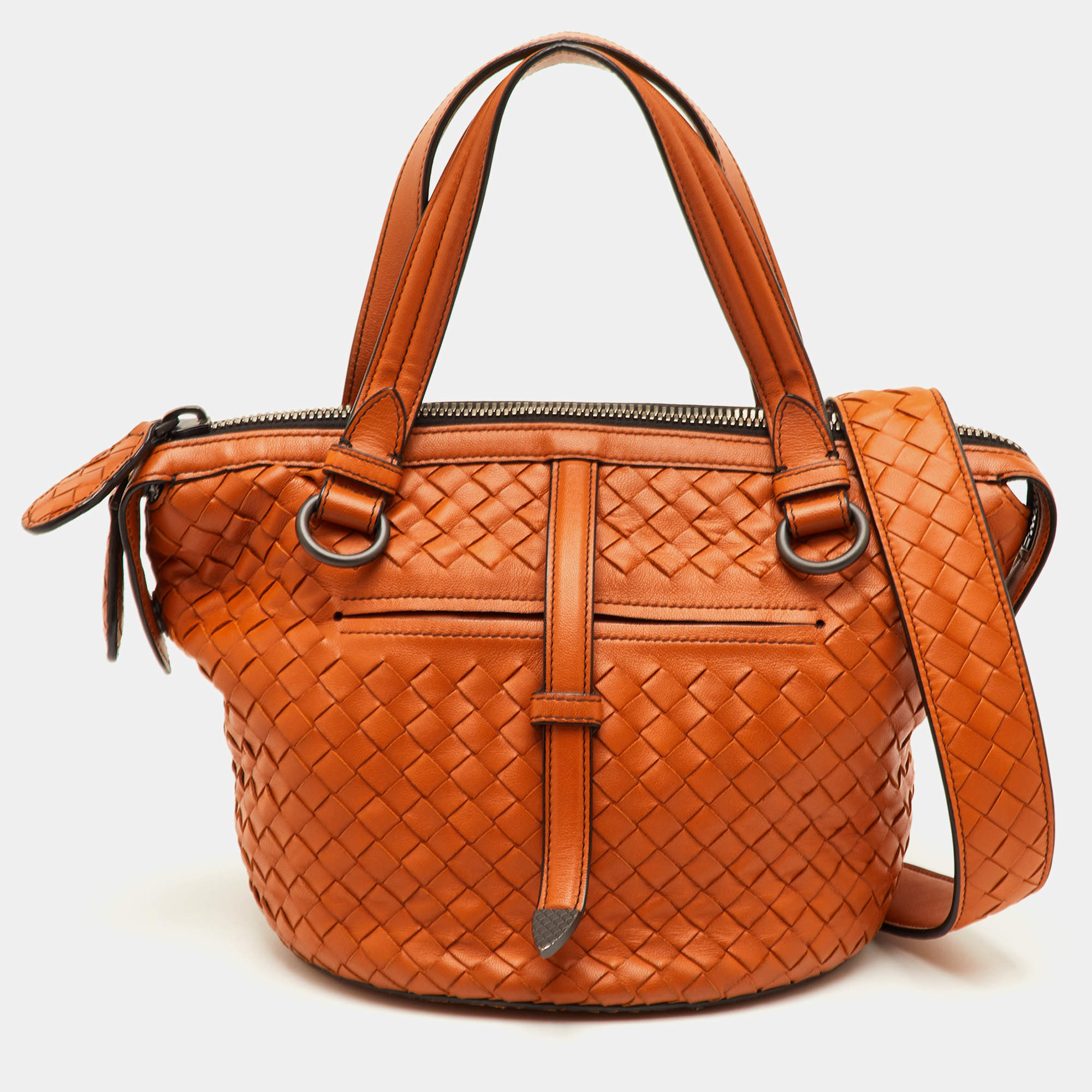 مملوكة مسبقًا حقيبة بوتيغا فينيتا تامبورا جلد انتريتشياتو برتقالي