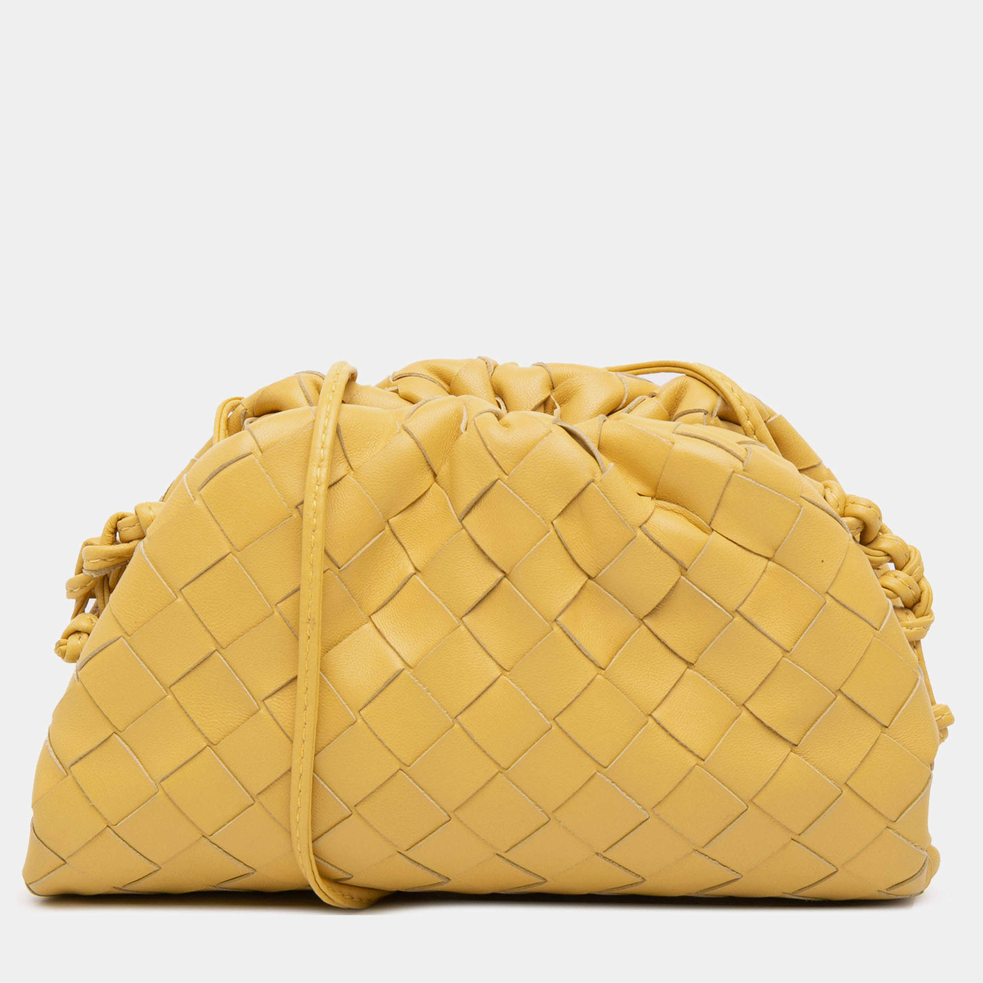مملوكة مسبقًا Bottega Veneta Yellow Nappa Intrecciato The Mini Pouch Crossbody