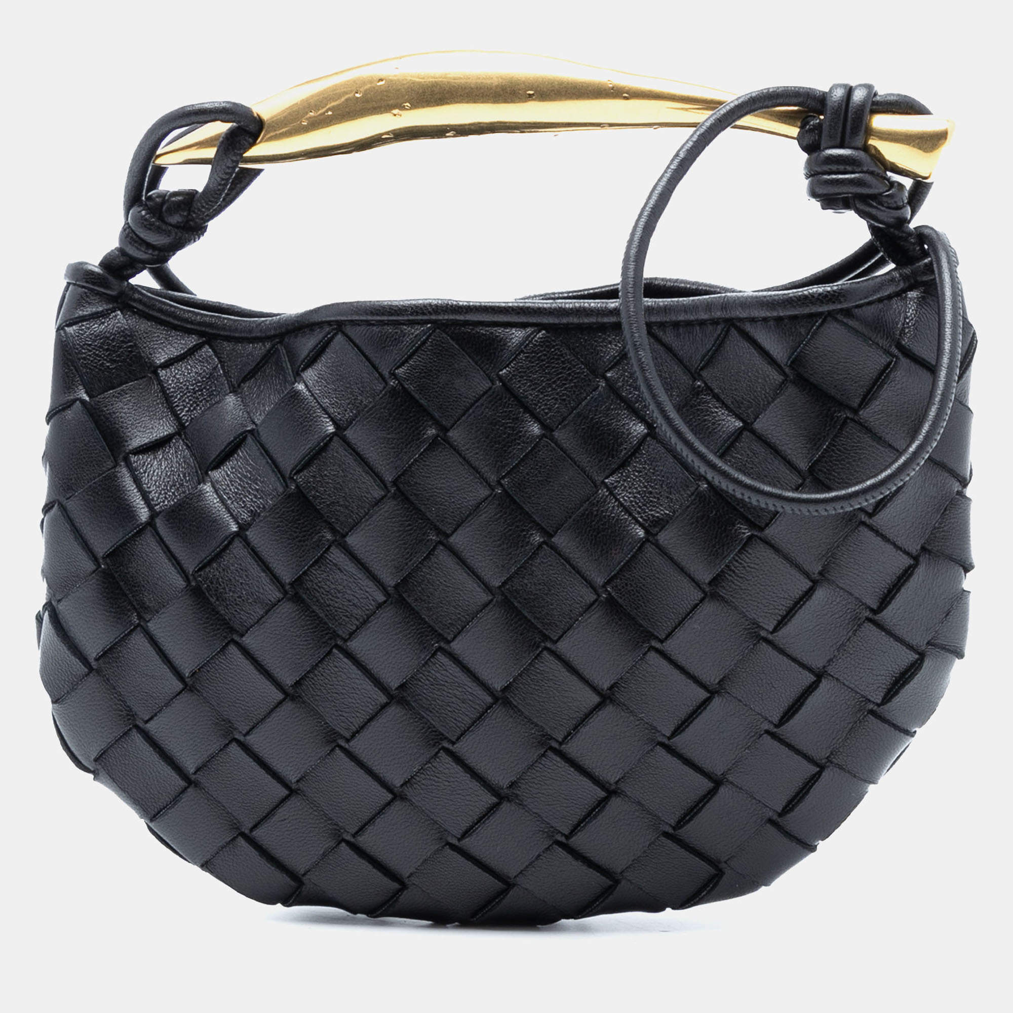 مملوكة مسبقًا Bottega Veneta Black Baby Lambskin Intrecciato Sardine