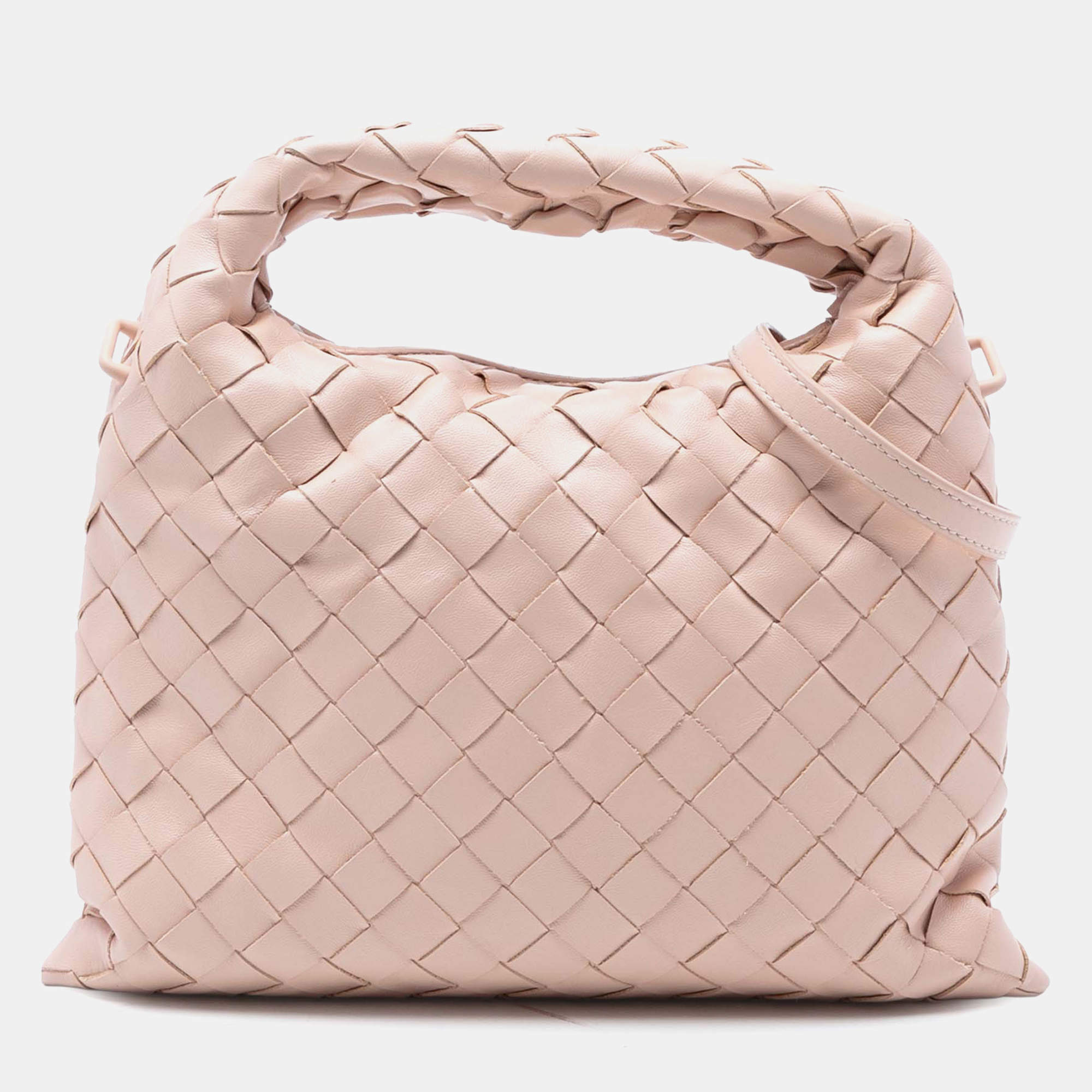 مملوكة مسبقًا Bottega Veneta Pink Mini Calfskin Intrecciato Hop Satchel