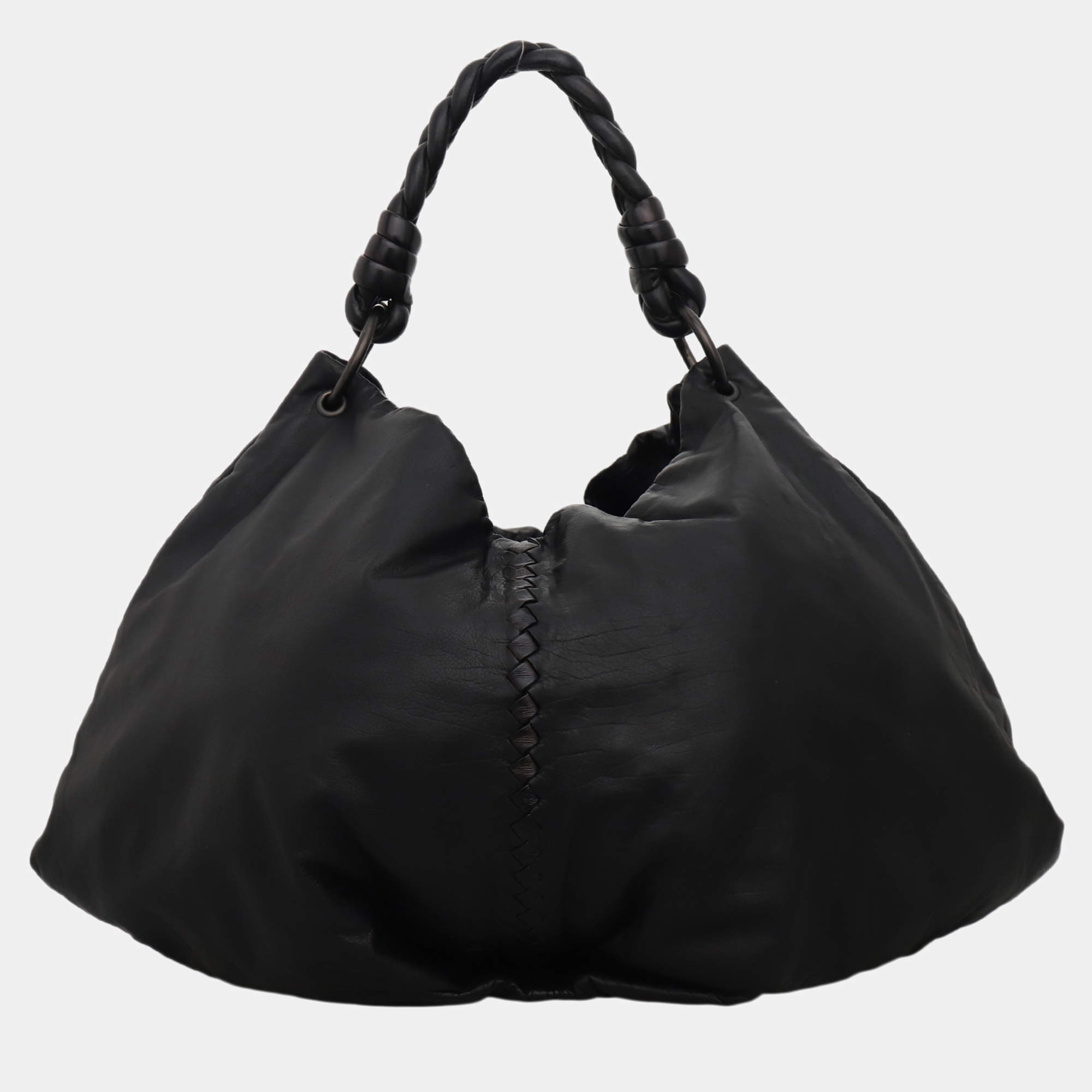 مملوكة مسبقًا Bottega Veneta Black Leather Intrecciato Fortune Cookie Bag