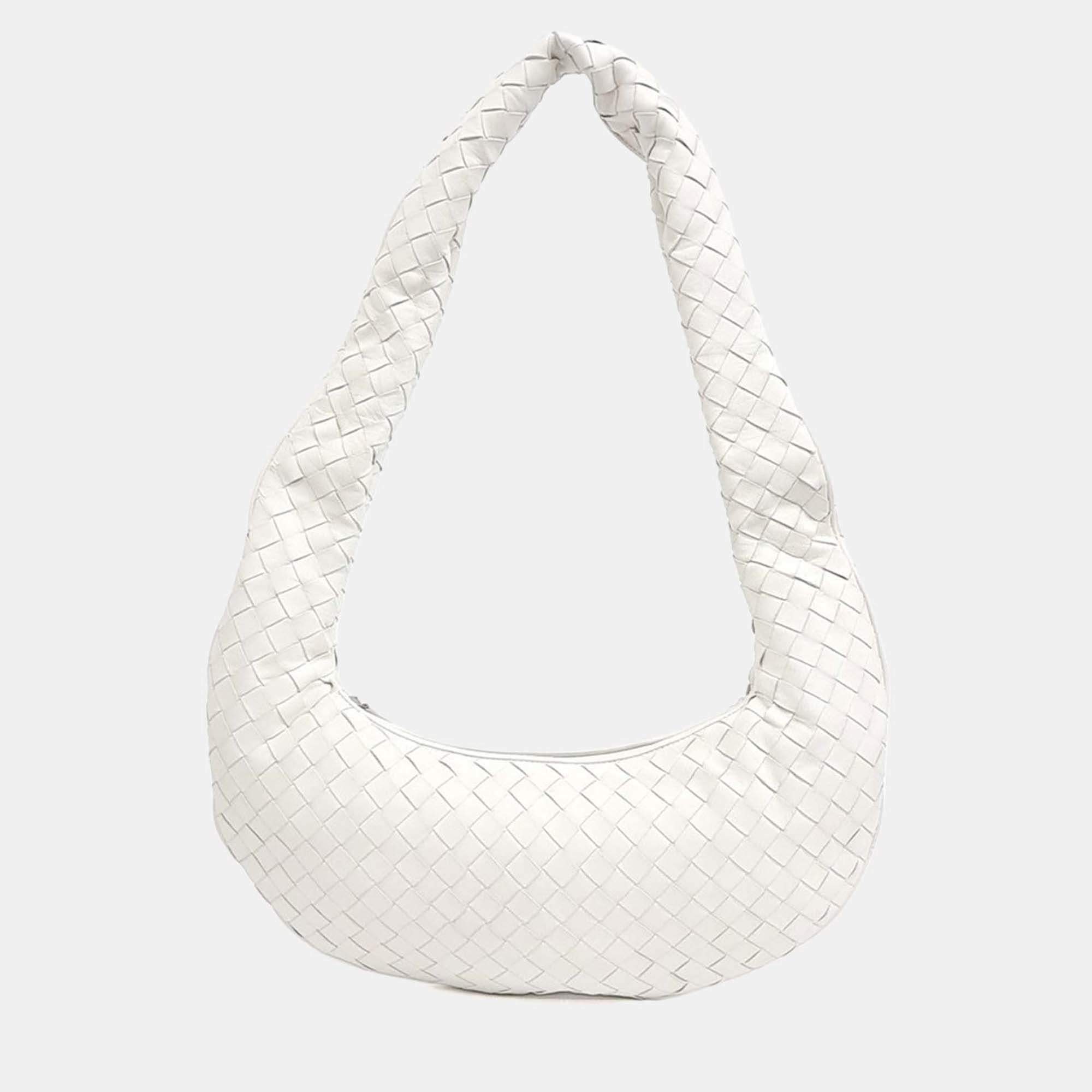 Pre Owned حقيبة كروس بودي بوتيغا فينيتا جلد شبكي أبيض