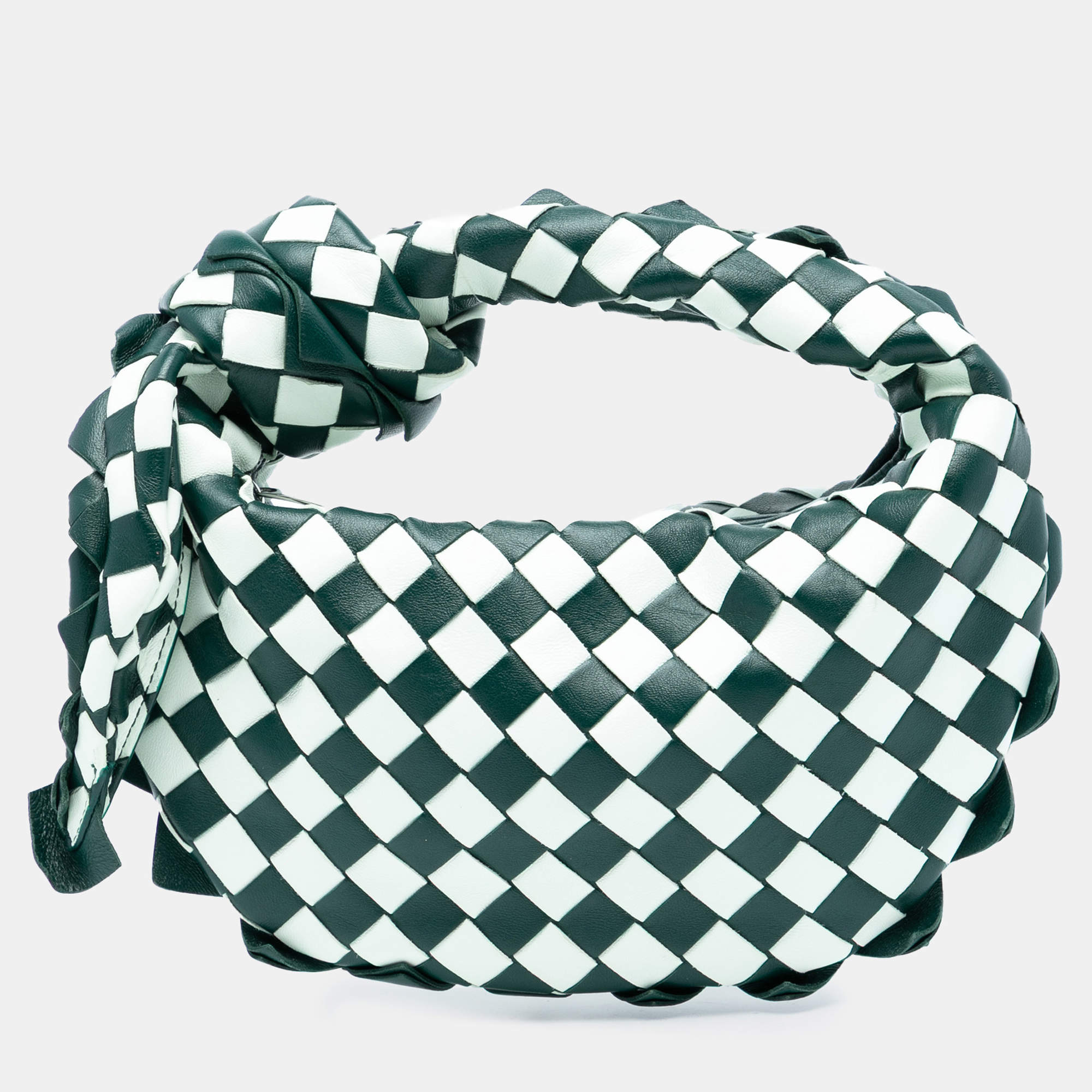 مملوكة مسبقًا Bottega Veneta Green White Mini Bicolor Nappa Intrecciato Dragon Jodie