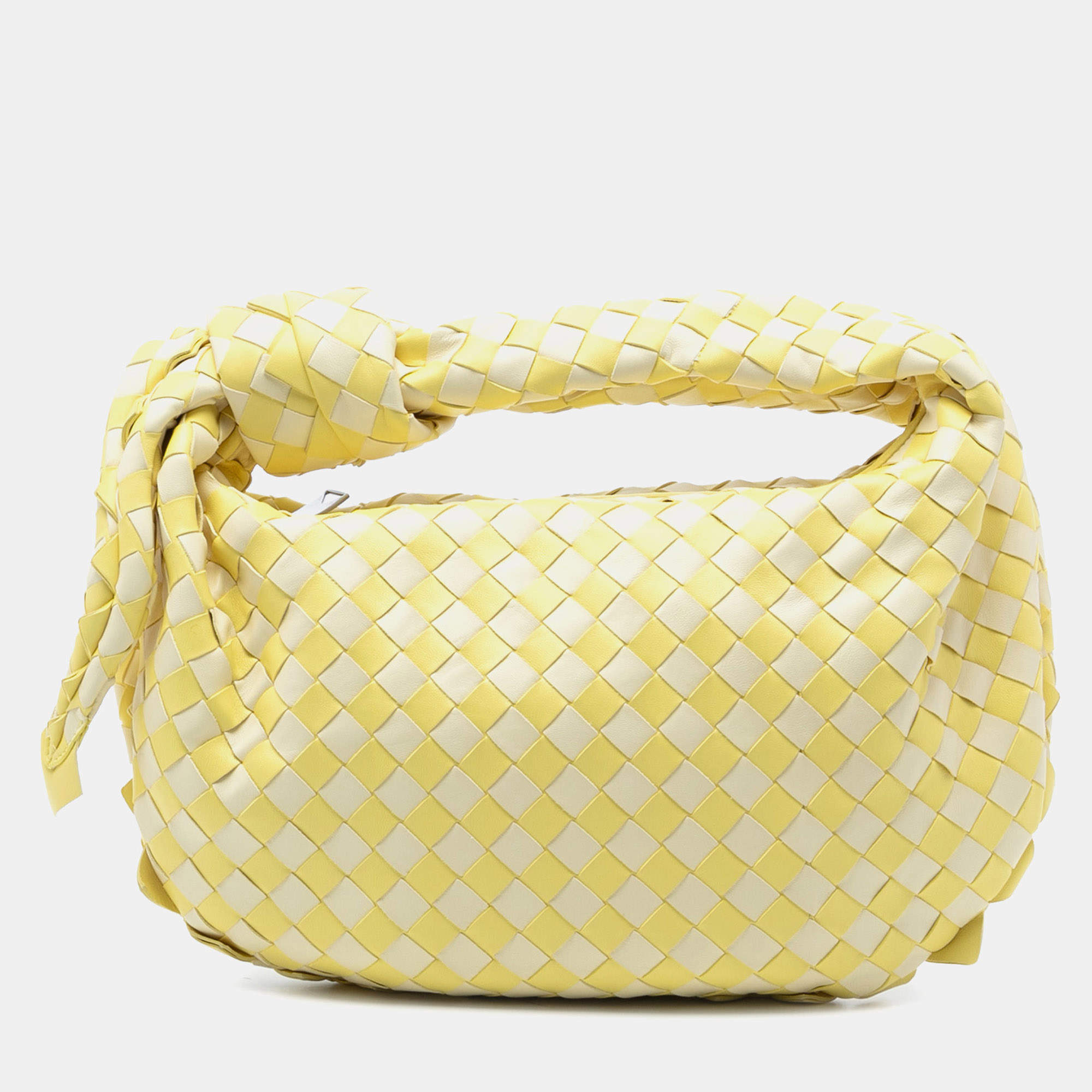 مملوكة مسبقًا Bottega Veneta Yellow Teen Bicolor Nappa Intrecciato Dragon Jodie