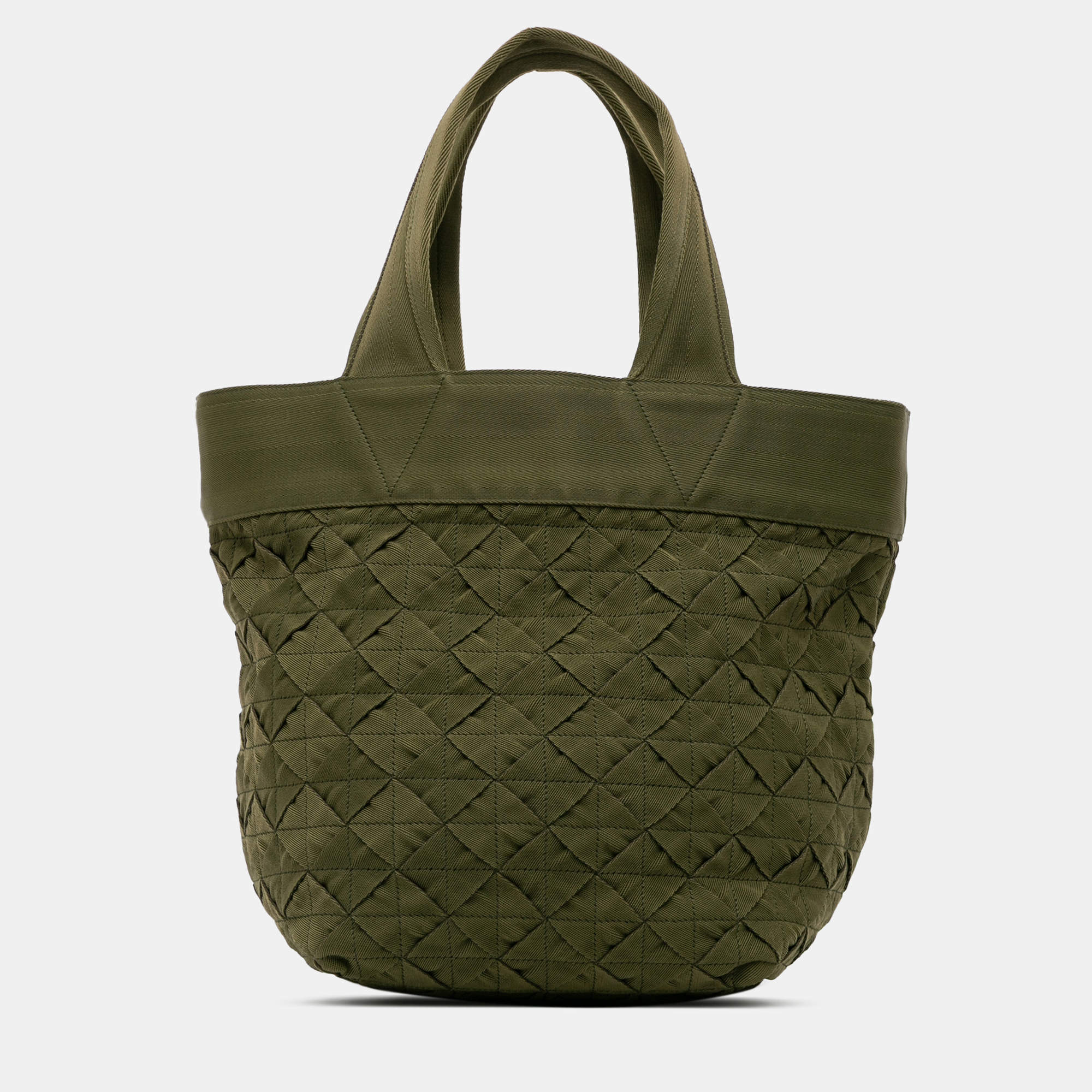 Pre Owned Bottega Veneta Green Canvas Intrecciato Tote