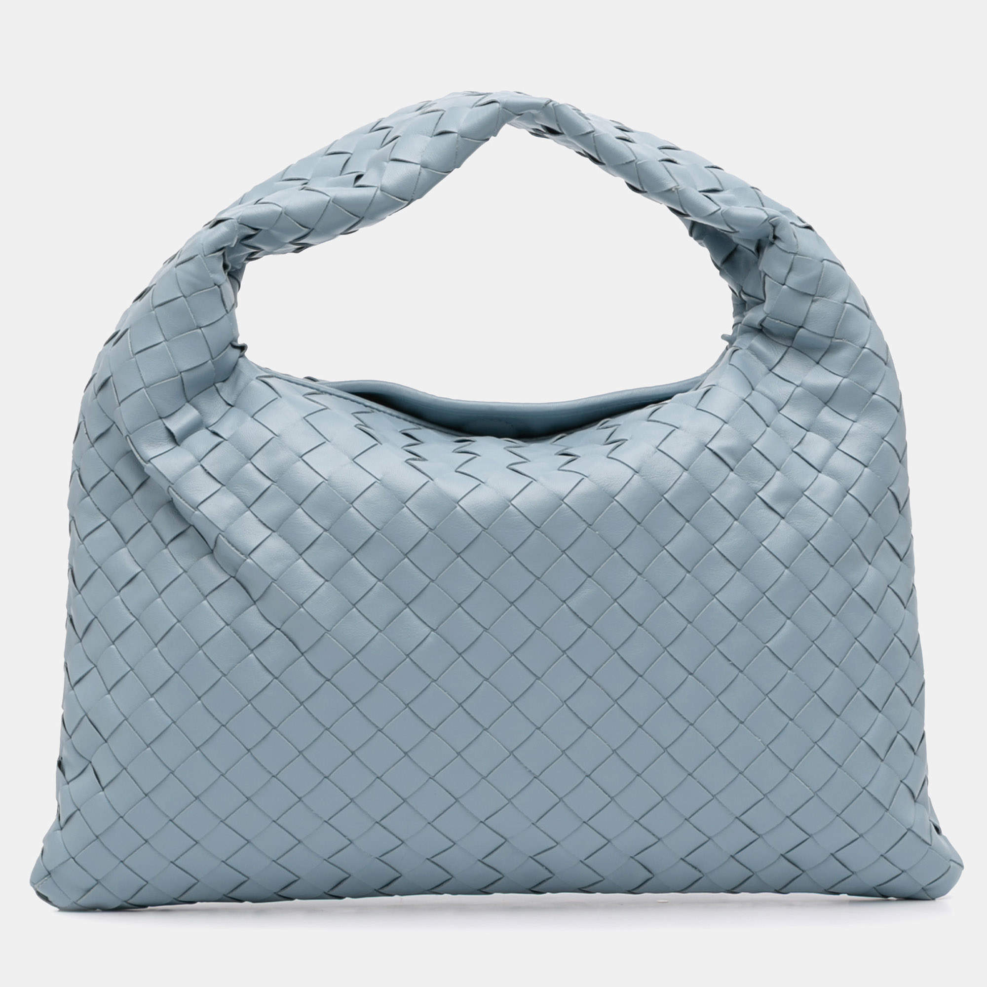 مملوكة مسبقًا Bottega Veneta Blue Small Calfskin Intrecciato Hop Hobo