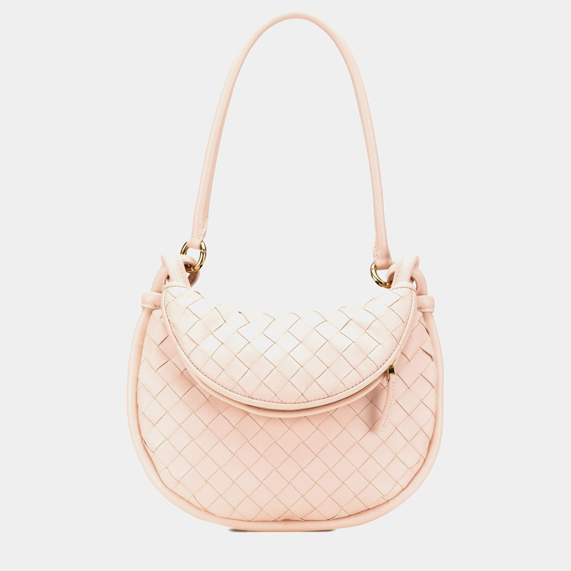 Pre Owned Bottega Veneta Pink Small Nappa Intrecciato Gemelli Hobo