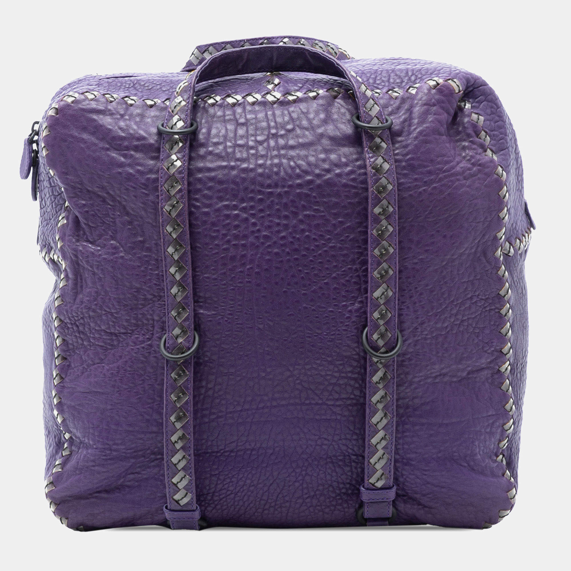 مملوكة مسبقًا Bottega Veneta Purple Intrecciato Trimmed Leather Handbag