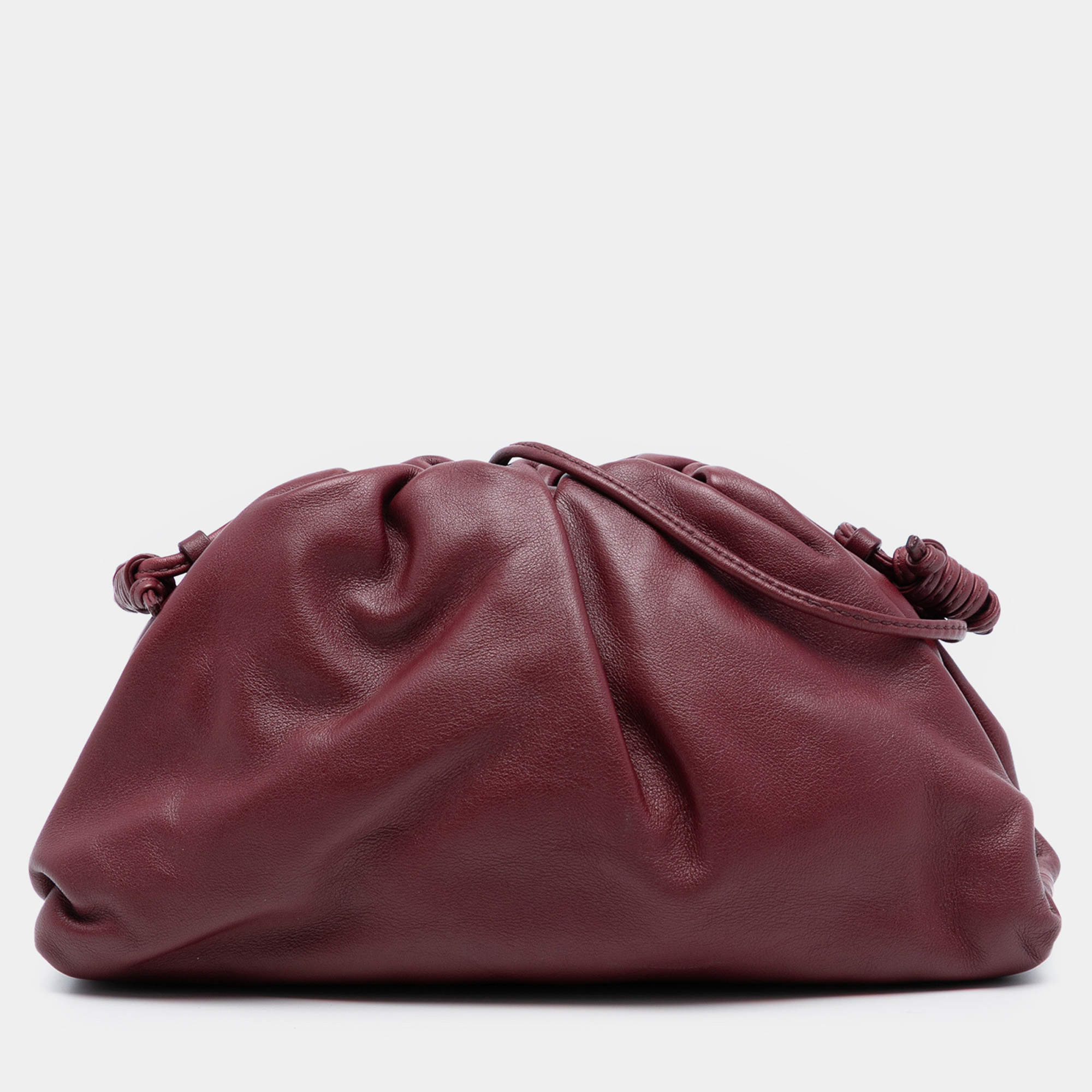 Pre Owned Bottega Veneta Red Lambskin The Mini Pouch Crossbody