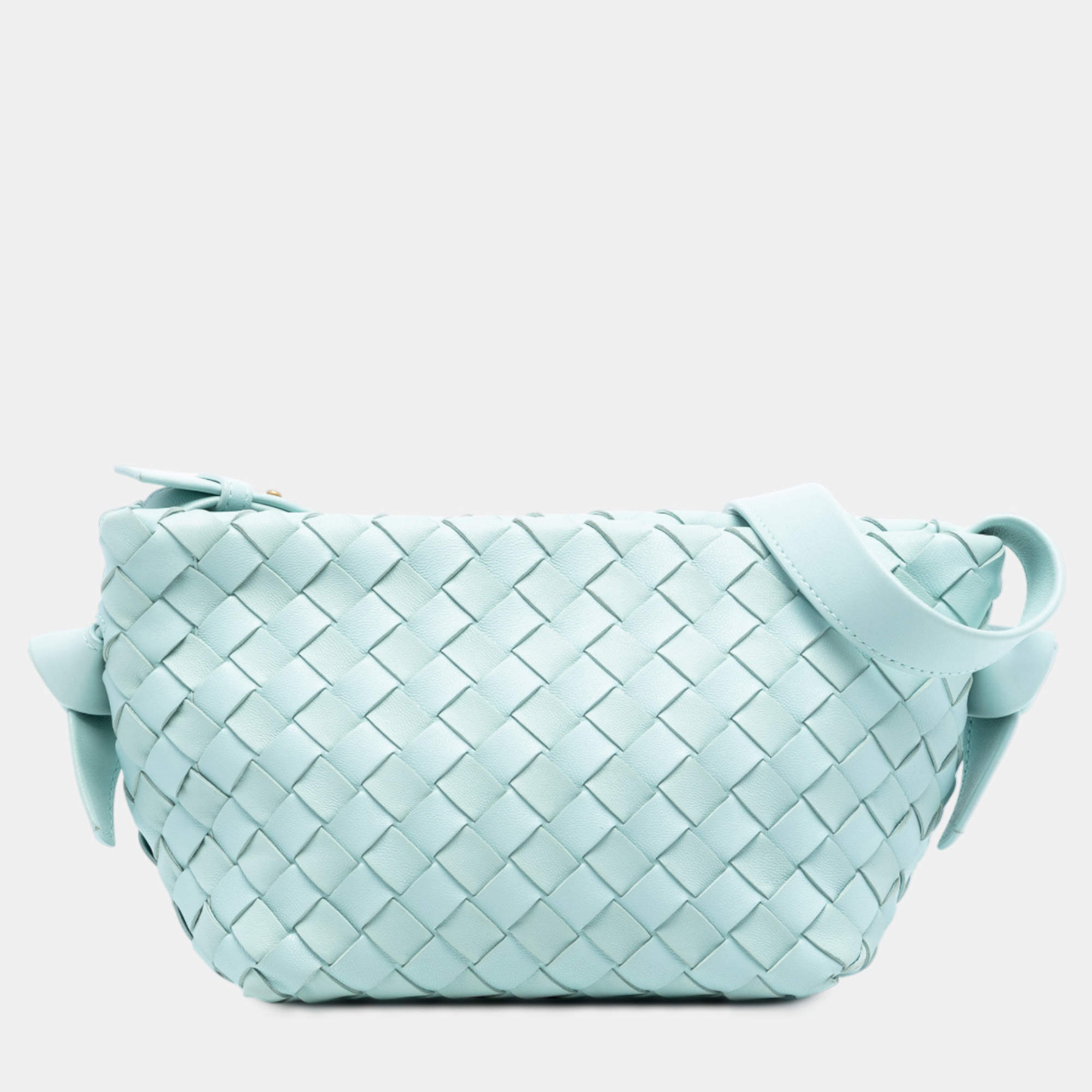 مملوكة مسبقًا Bottega Veneta Blue Lambskin Intrecciato Tie Shoulder Bag