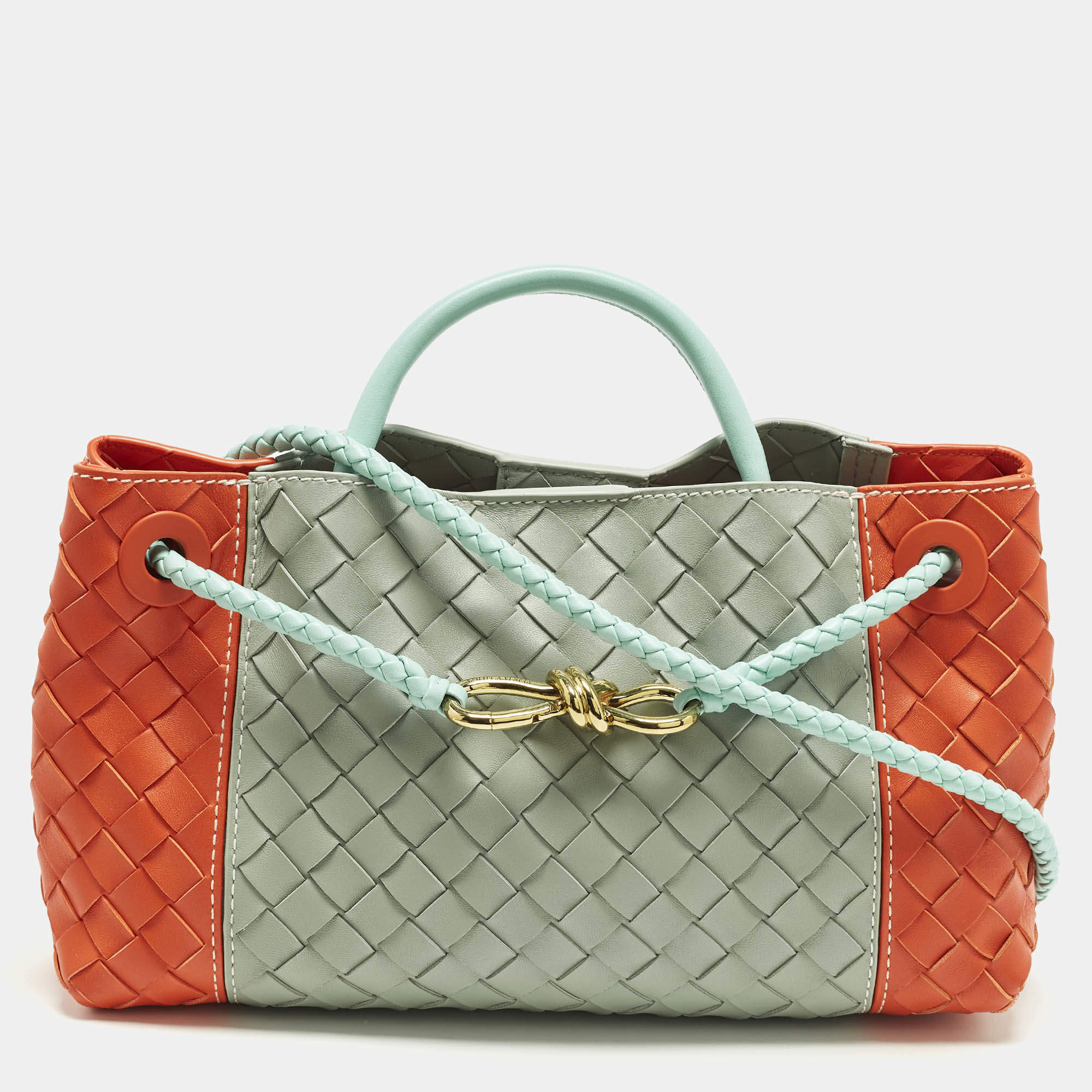 مملوكة مسبقًا Bottega Veneta East-West Andiamo Tricolor Intrecciato Leather Tote