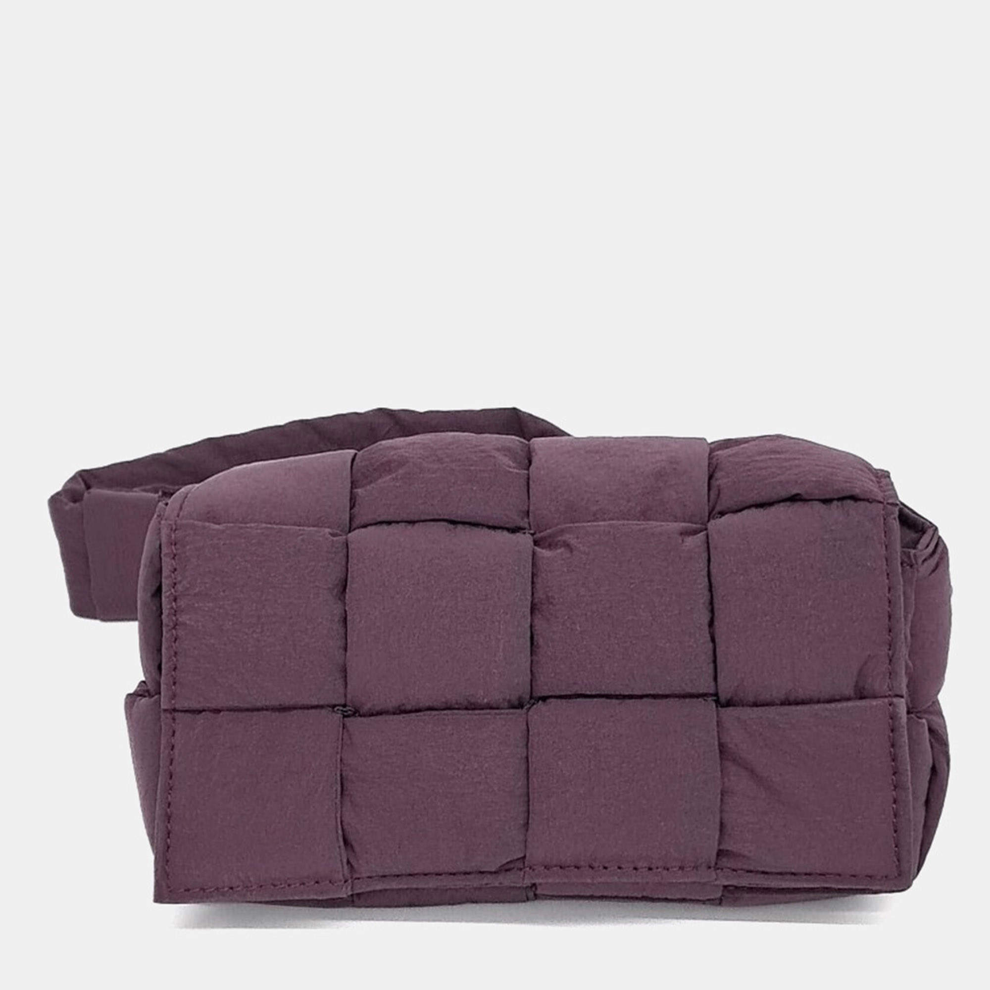 Pre Owned Bottega Veneta Purple Nylon Padded Tech Cassette Mini Belt Bag