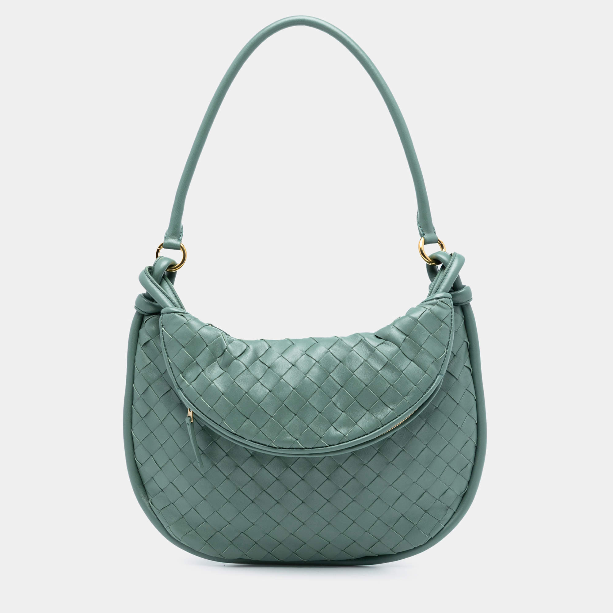مملوكة مسبقًا Bottega Veneta Green Medium Nappa Intrecciato Gemelli Hobo