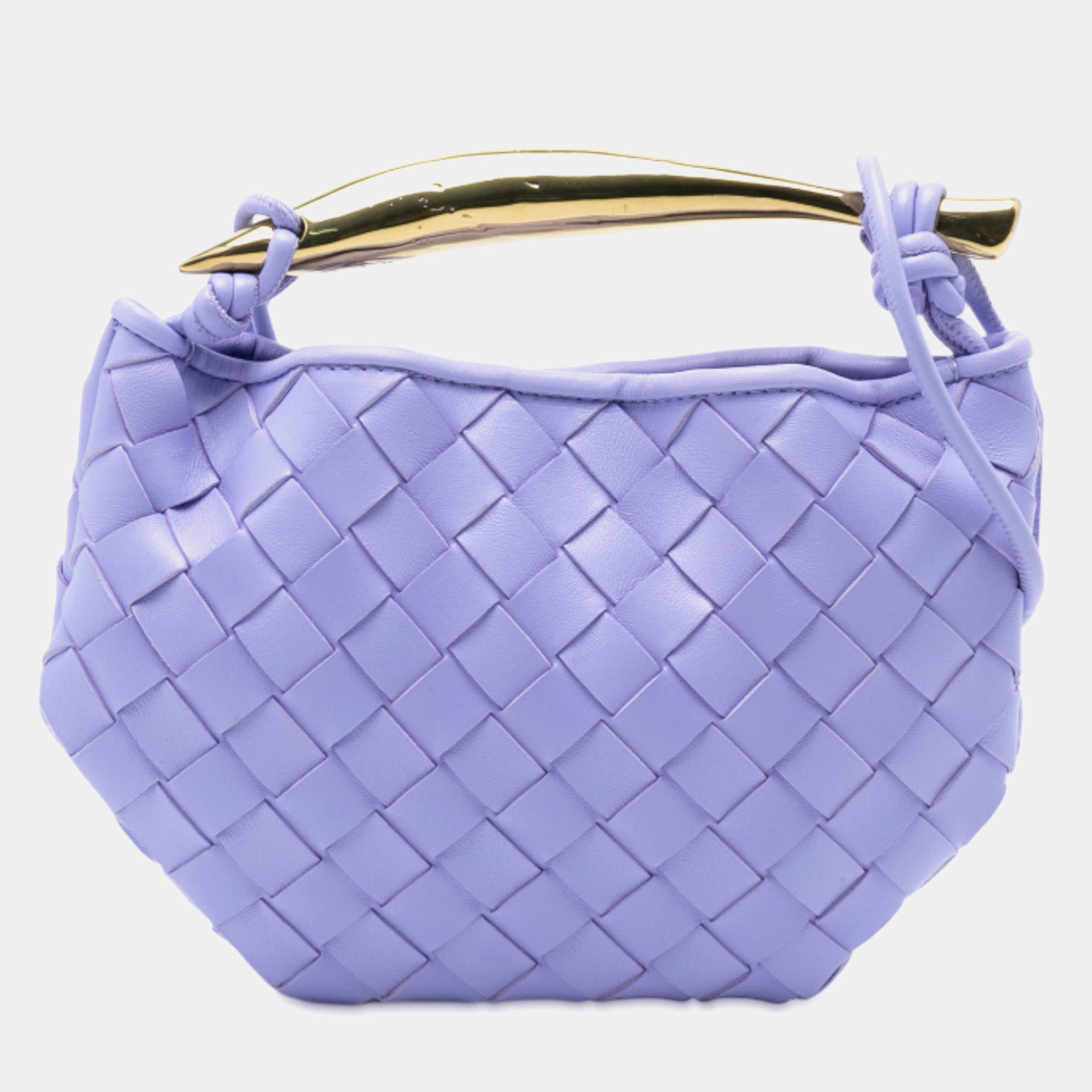 Pre Owned Bottega Veneta Purple Baby Lambskin Intrecciato Sardine