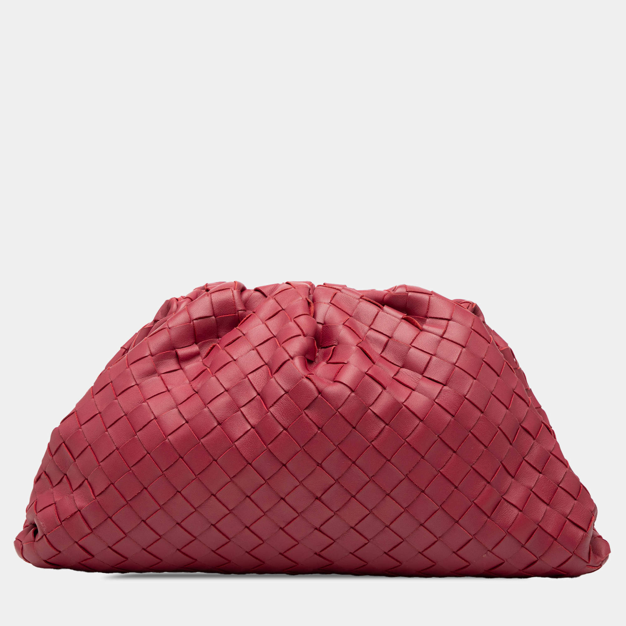 Pre Owned Bottega Veneta Red Nappa Intrecciato The Pouch