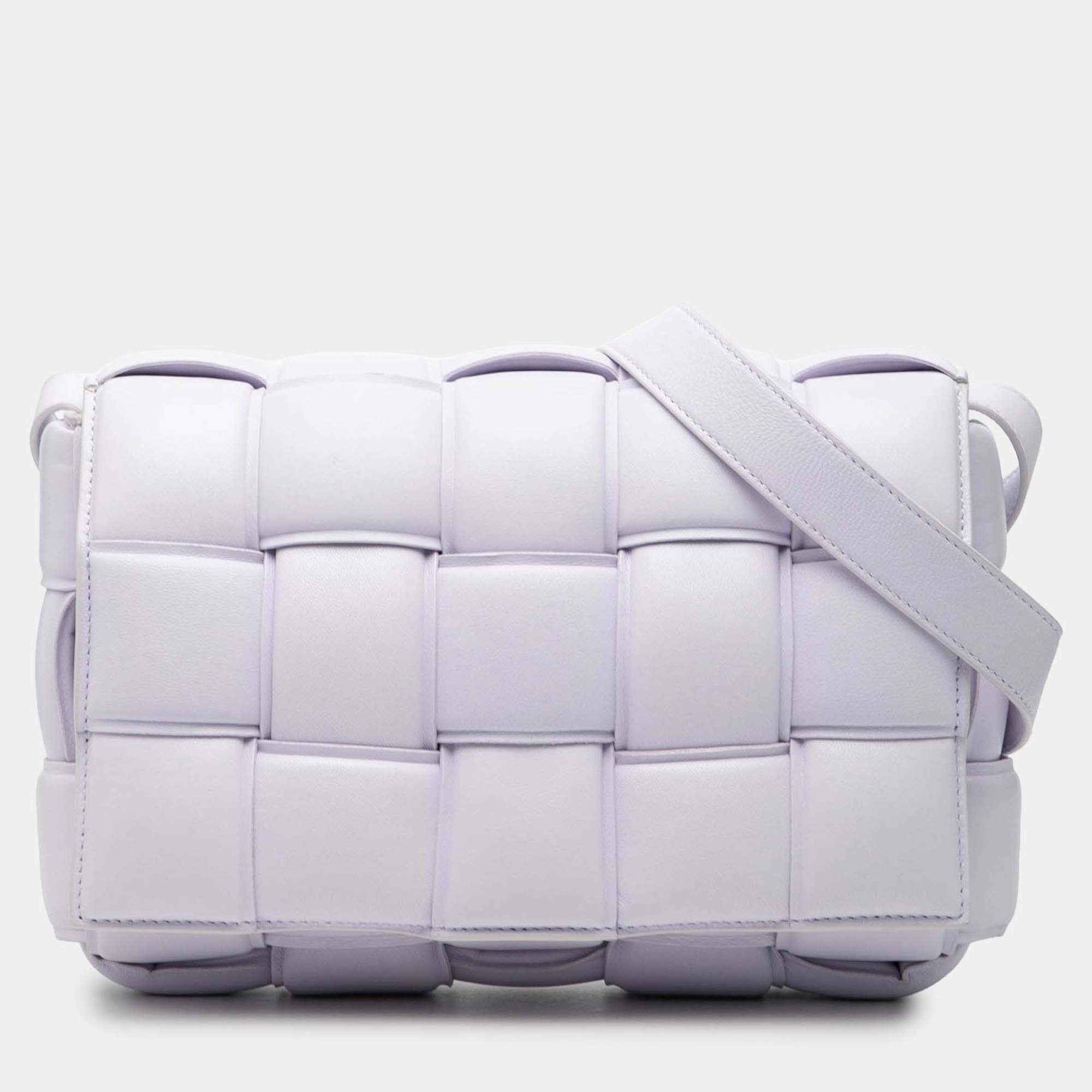 Pre Owned Bottega Veneta Purple Nappa Intrecciato Padded Cassette Crossbody