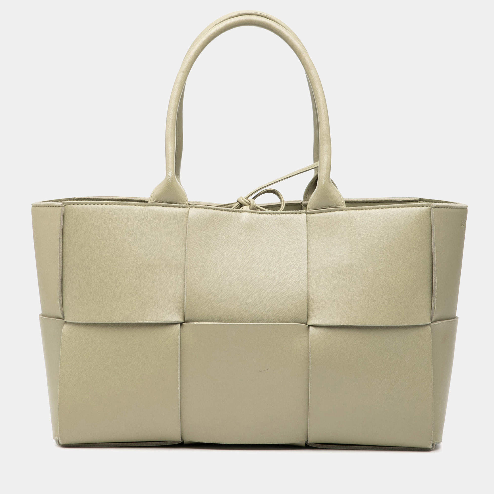 Pre Owned Bottega Veneta Green Small Nappa Maxi Intrecciato Arco Tote