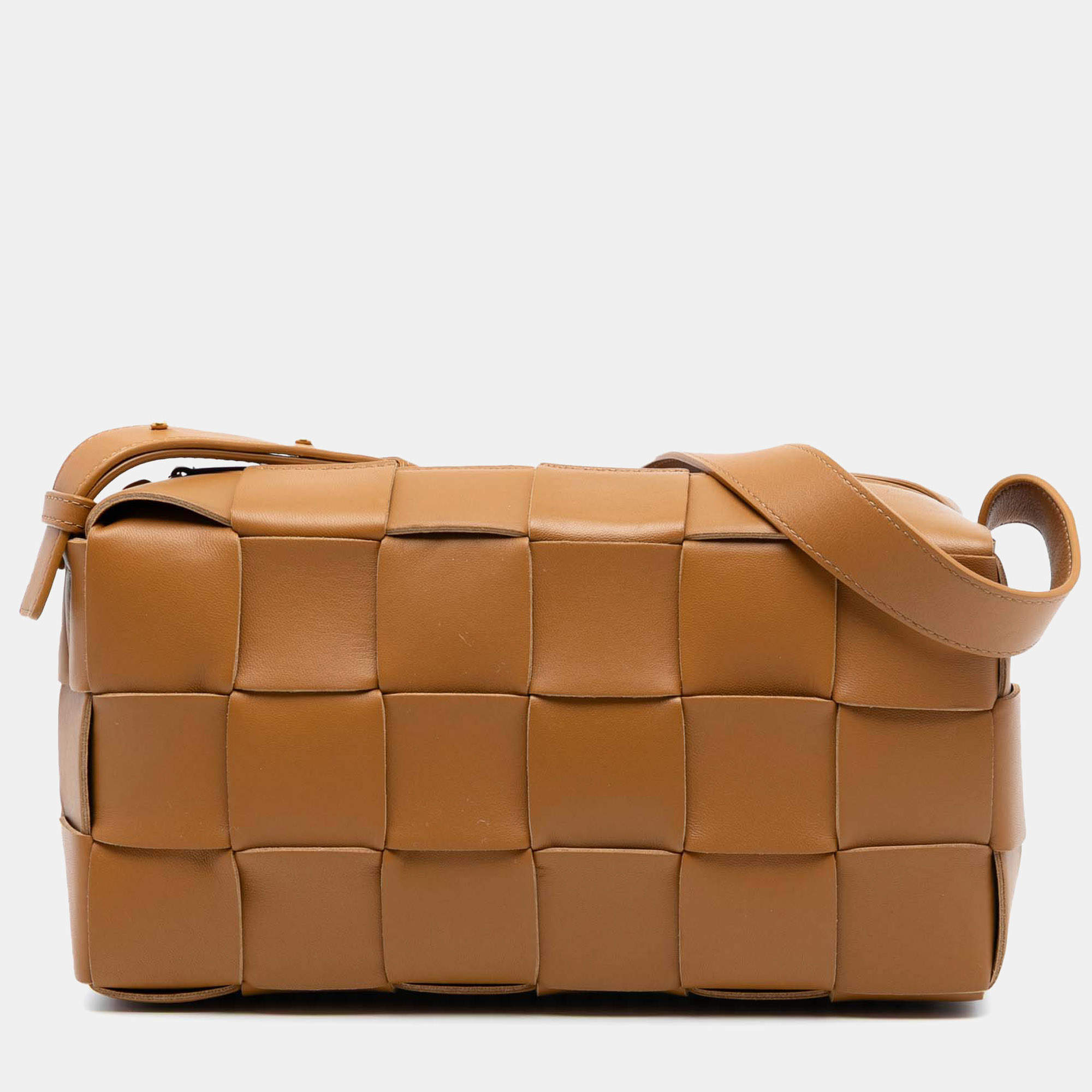 Pre Owned Bottega Veneta Brown Nappa Intrecciato Brick Cassette