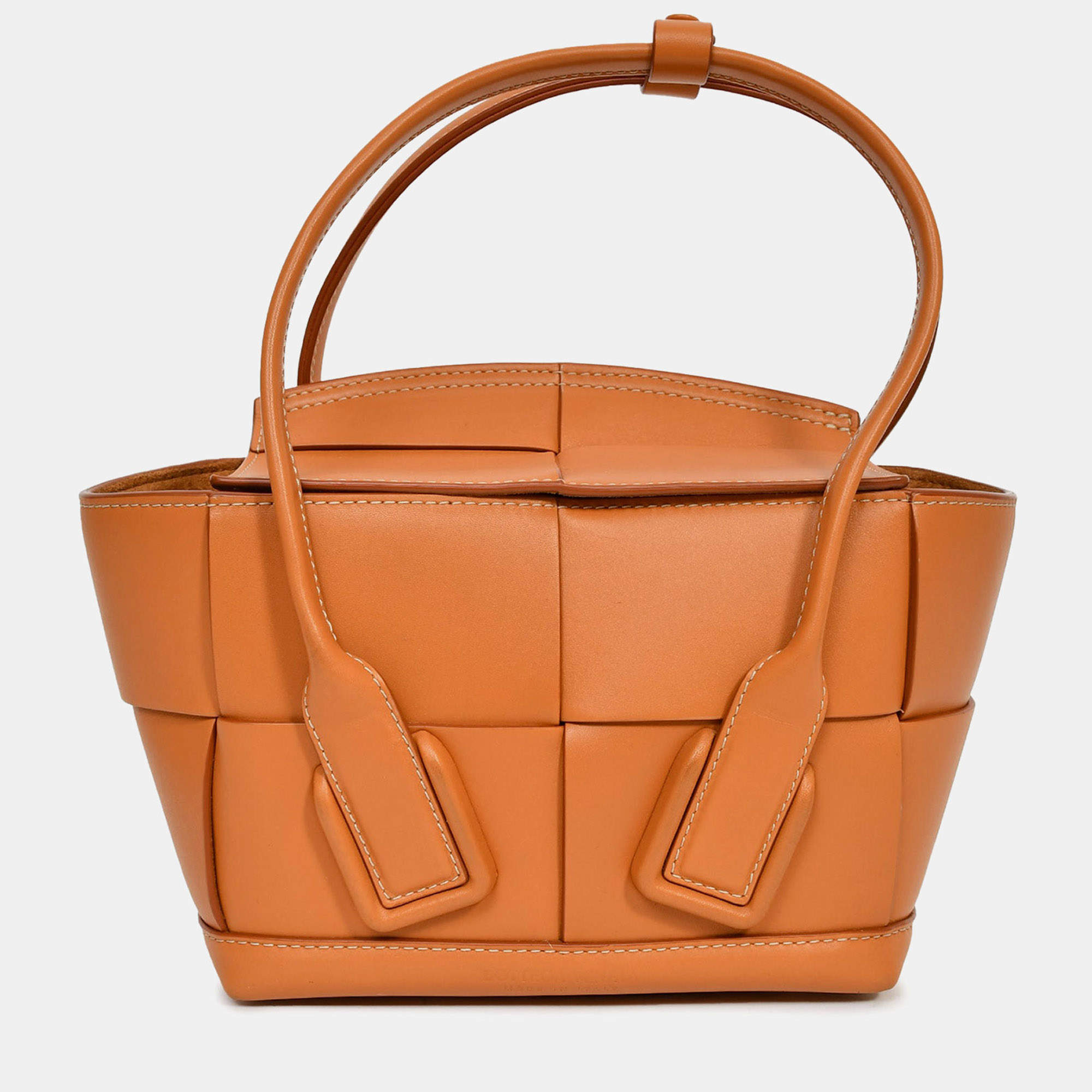 Pre Owned Bottega Veneta Brown Leather Intrecciato Acro Crossbody