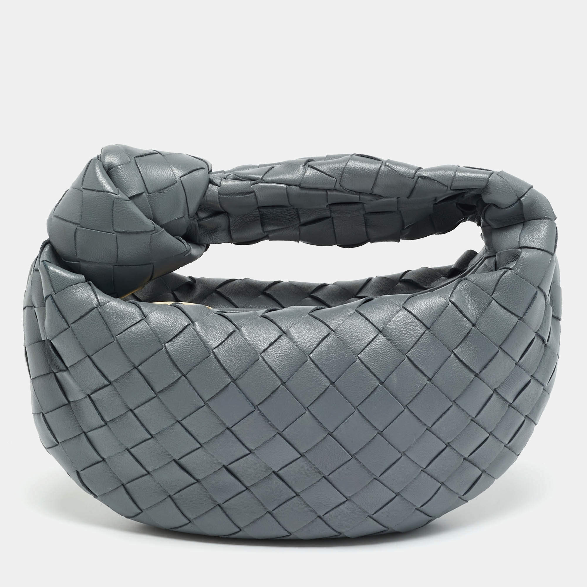 Pre Owned حقيبة هوهو بوتيغا فينيتا جودي مصغرة جلد إنتريشياتو رمادي