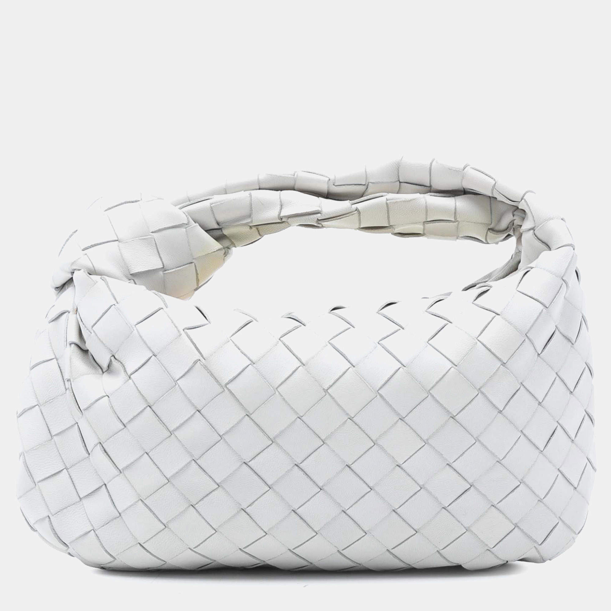 Pre Owned Bottega Veneta White Mini Nappa Intrecciato Jodie
