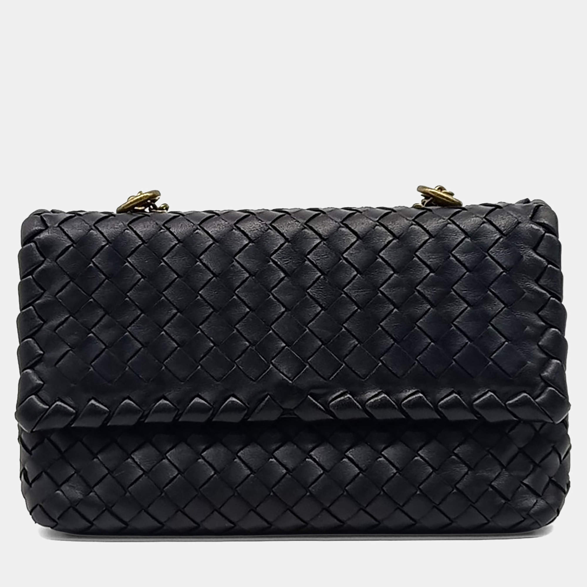 Pre Owned Bottega Veneta Leather mesh chain shoulder bag