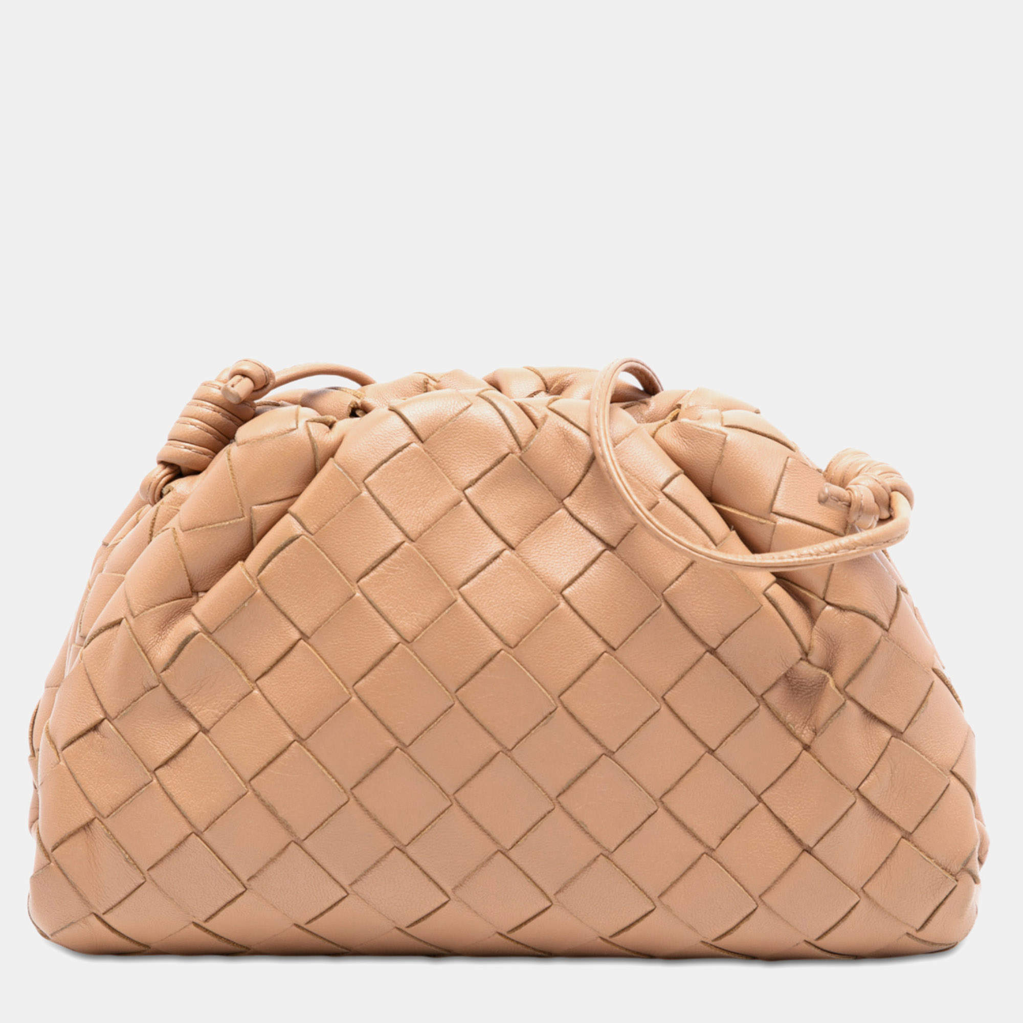 Pre Owned Bottega Veneta Brown Nappa Intrecciato The Mini Pouch Crossbody