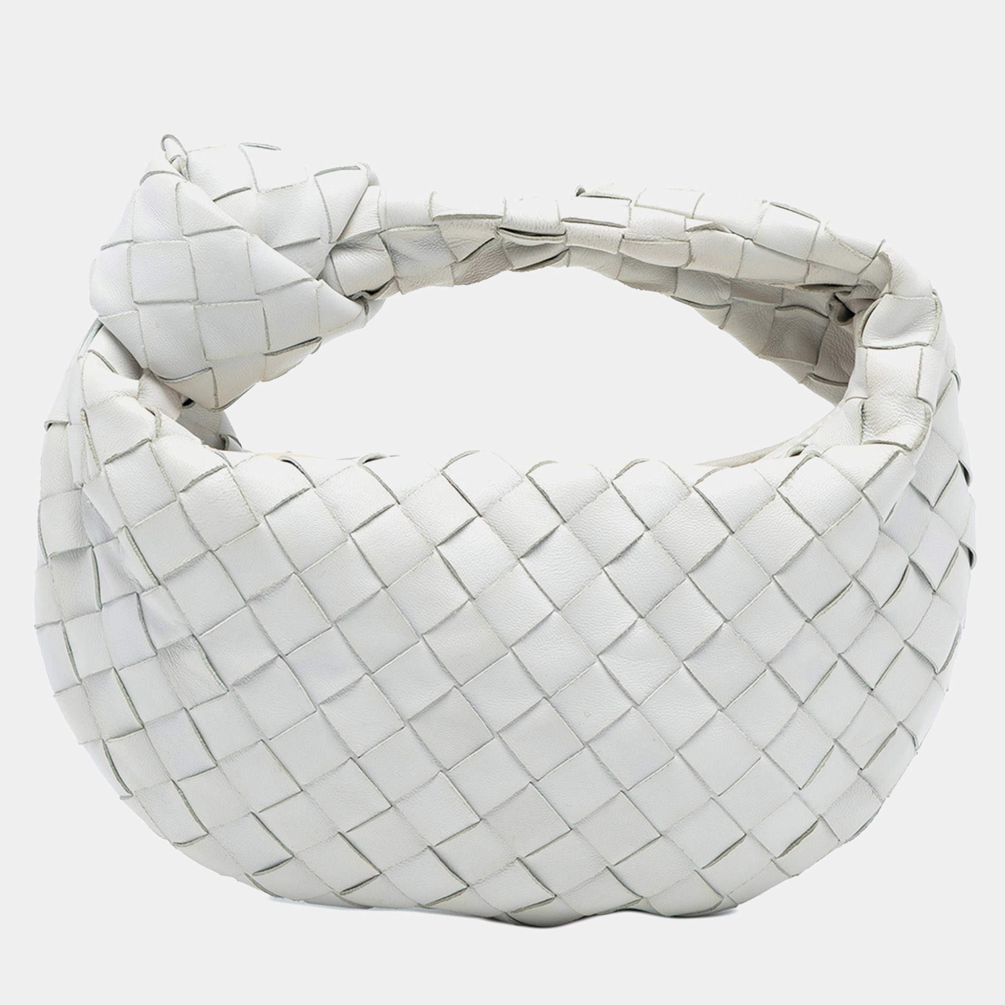 مملوكة مسبقًا Bottega Veneta White Mini Nappa Intrecciato Jodie