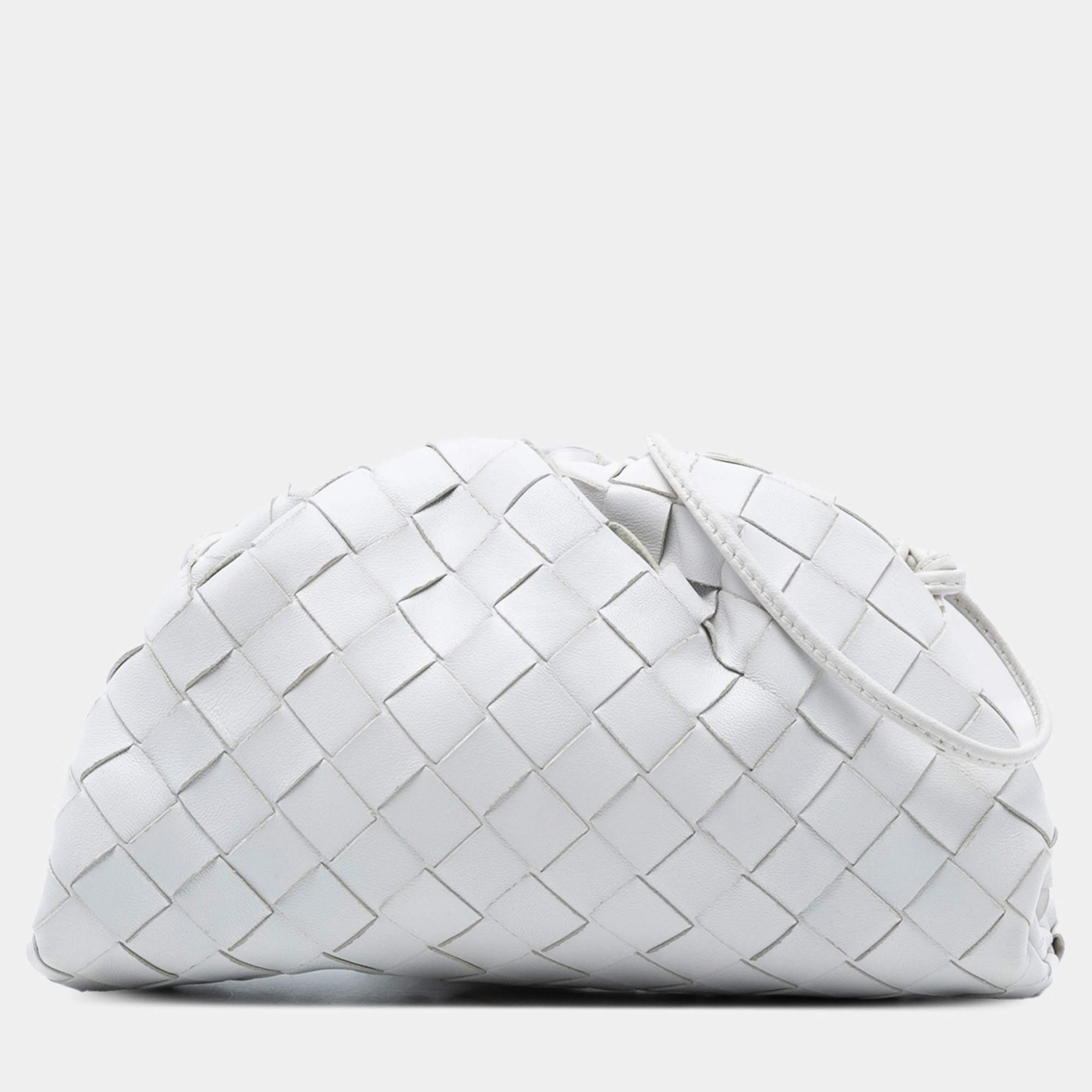 Pre Owned Bottega Veneta White Nappa Intrecciato The Mini Pouch Crossbody