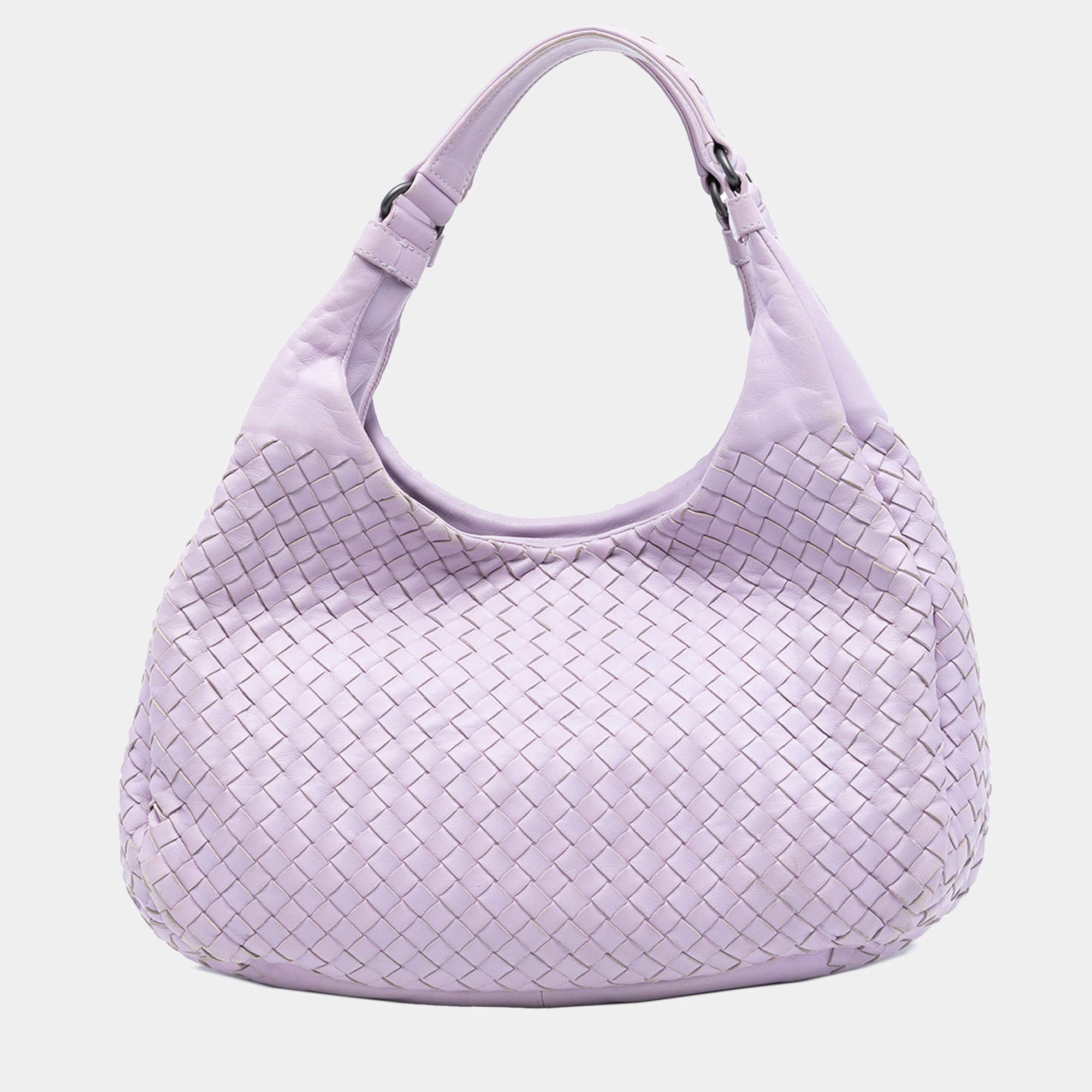 Pre Owned Bottega Veneta Purple Large Nappa Intrecciato Campana Hobo