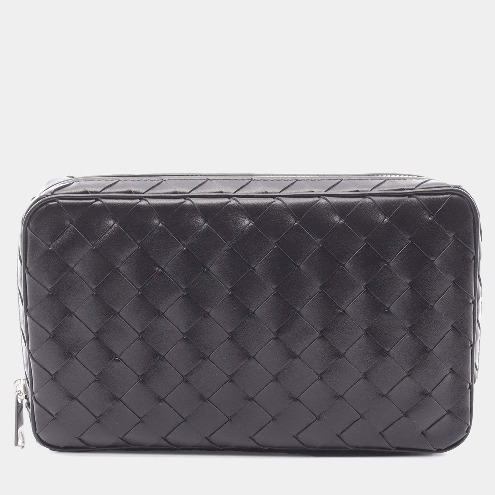 مملوكة مسبقًا Bottega Veneta Black Medium Leather Intrecciato Organizer